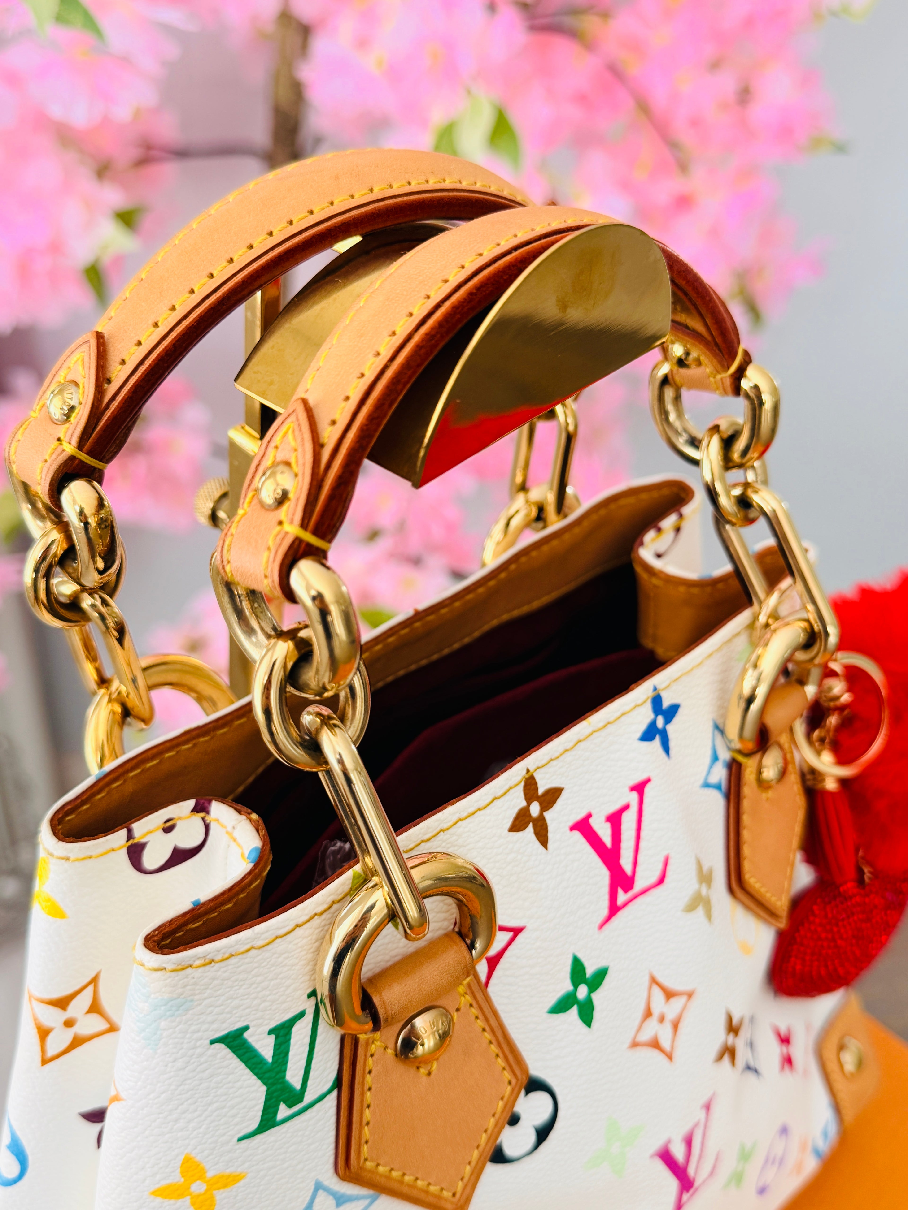 Louis Vuitton Takashi Murakami Audra PM Monogram White Leather Gold Hardware