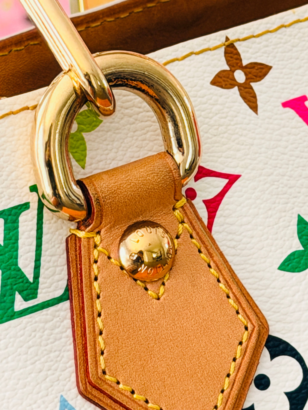 Louis Vuitton Takashi Murakami Audra PM Monogram White Leather Gold Hardware