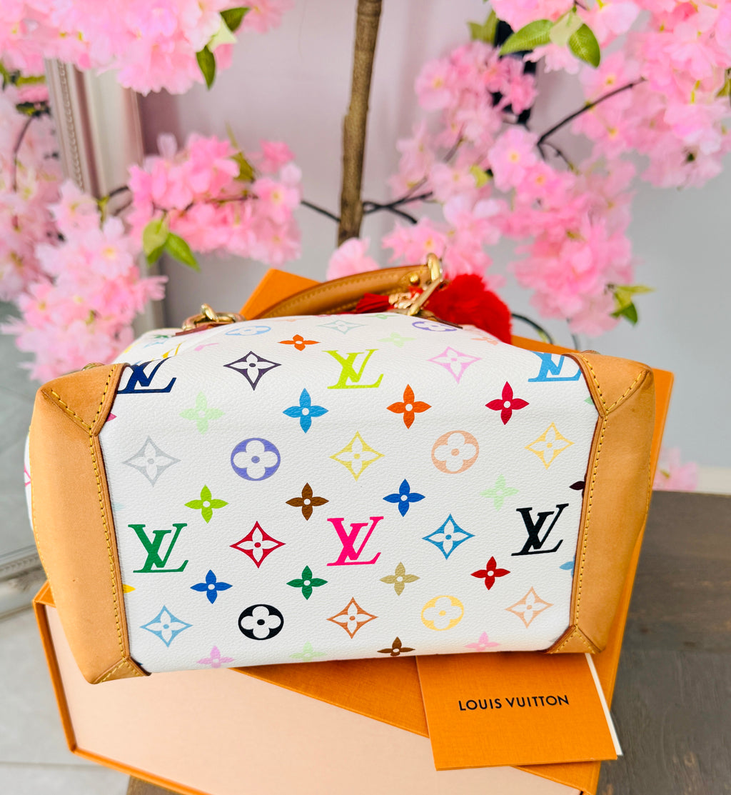 Louis Vuitton Takashi Murakami Audra PM Monogram White Leather Gold Hardware