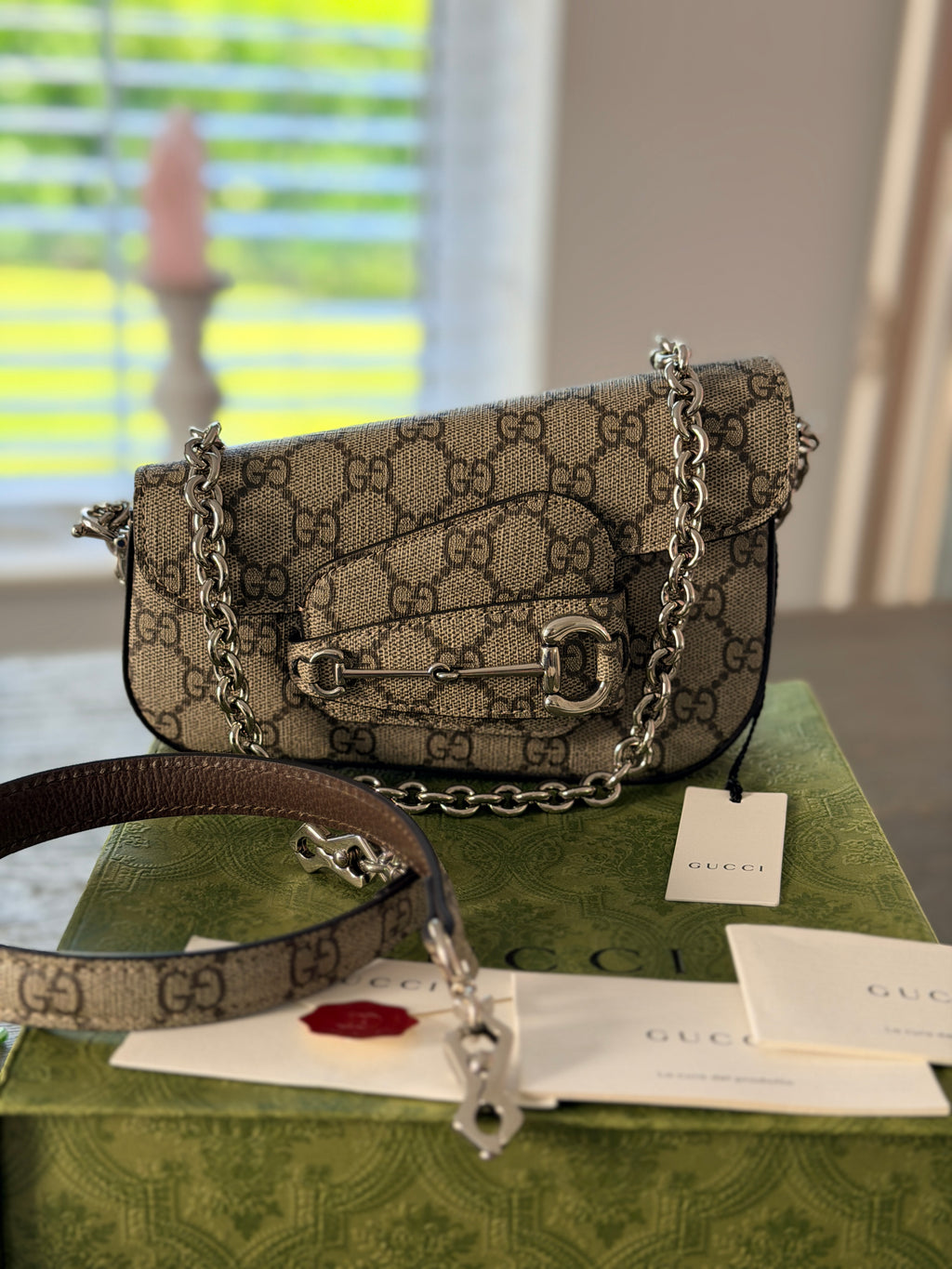 GUCCI Horsebit 1955 Mini Shoulder Bag 2024 Collection Silver Hardware
