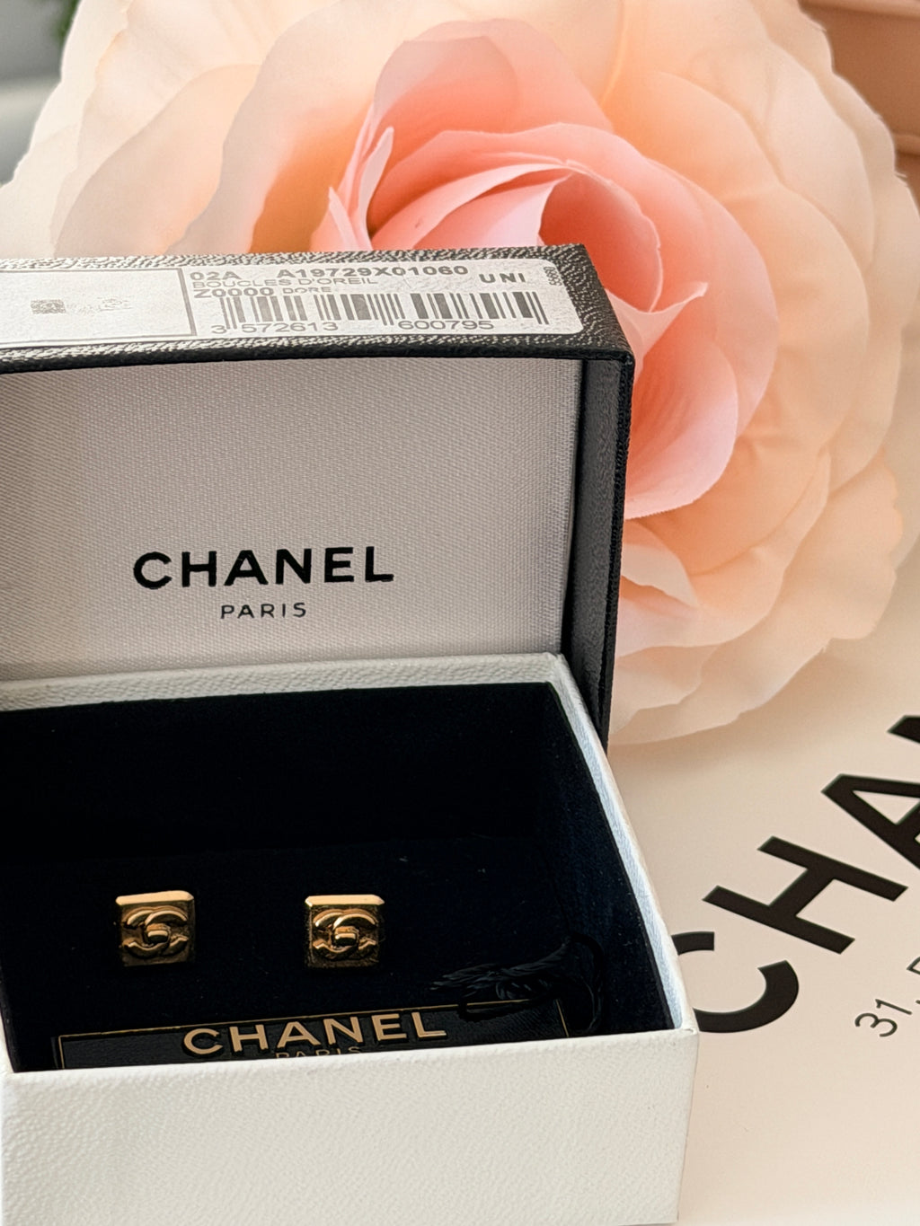 Chanel Turnlock CC Stud Earrings 24k Gold Plated