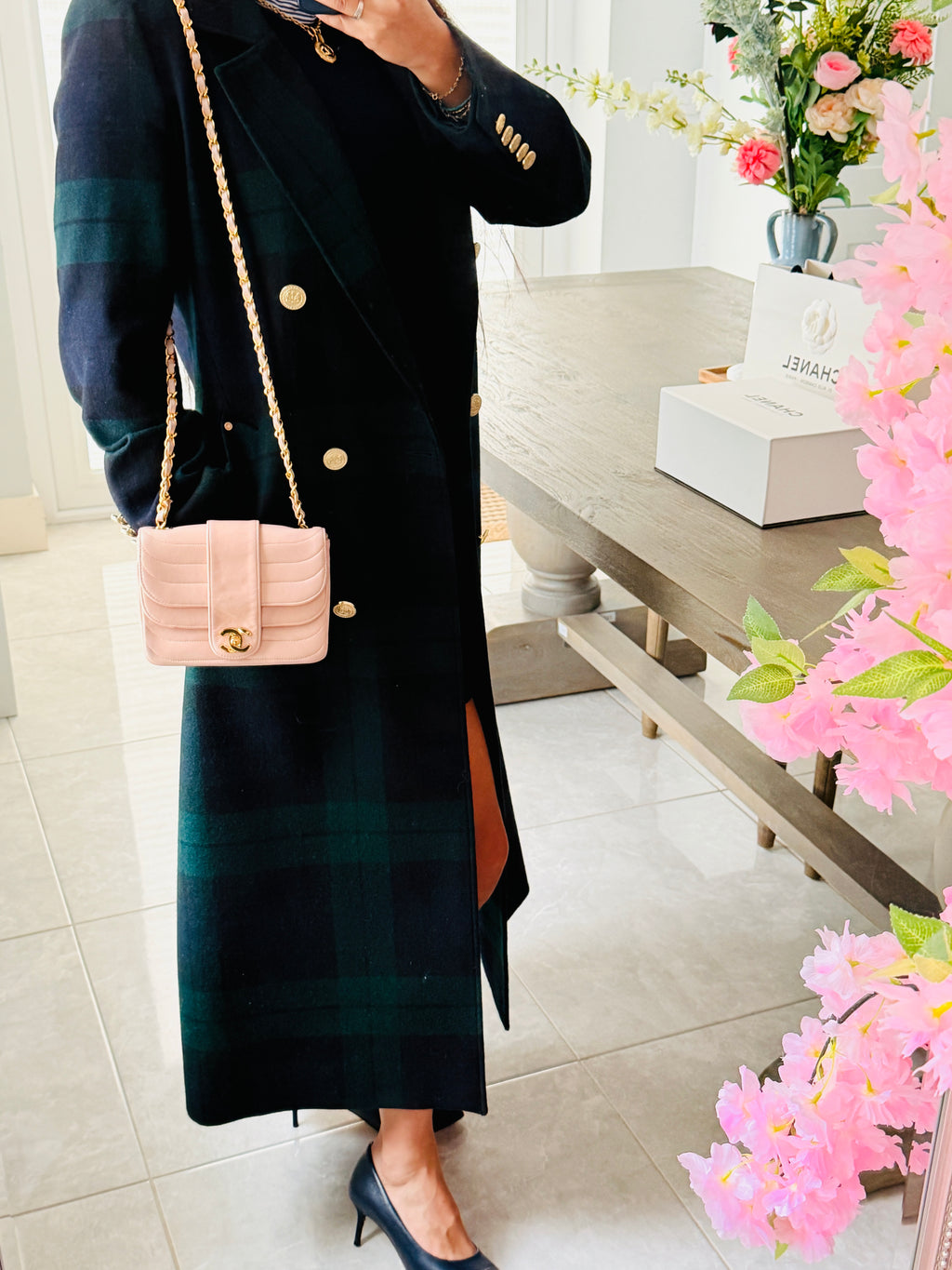 Chanel Vintage Mademoiselle Flap Mini Bag Pink Lambskin Leather 24k Gold Plated Hardware