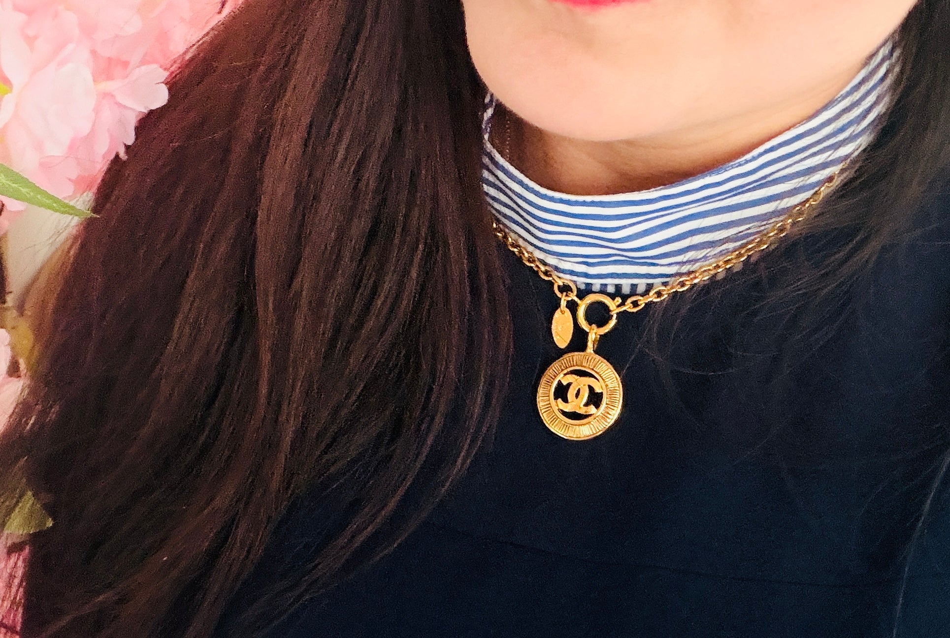 Chanel Coco Mark Necklace 24k Gold Plated