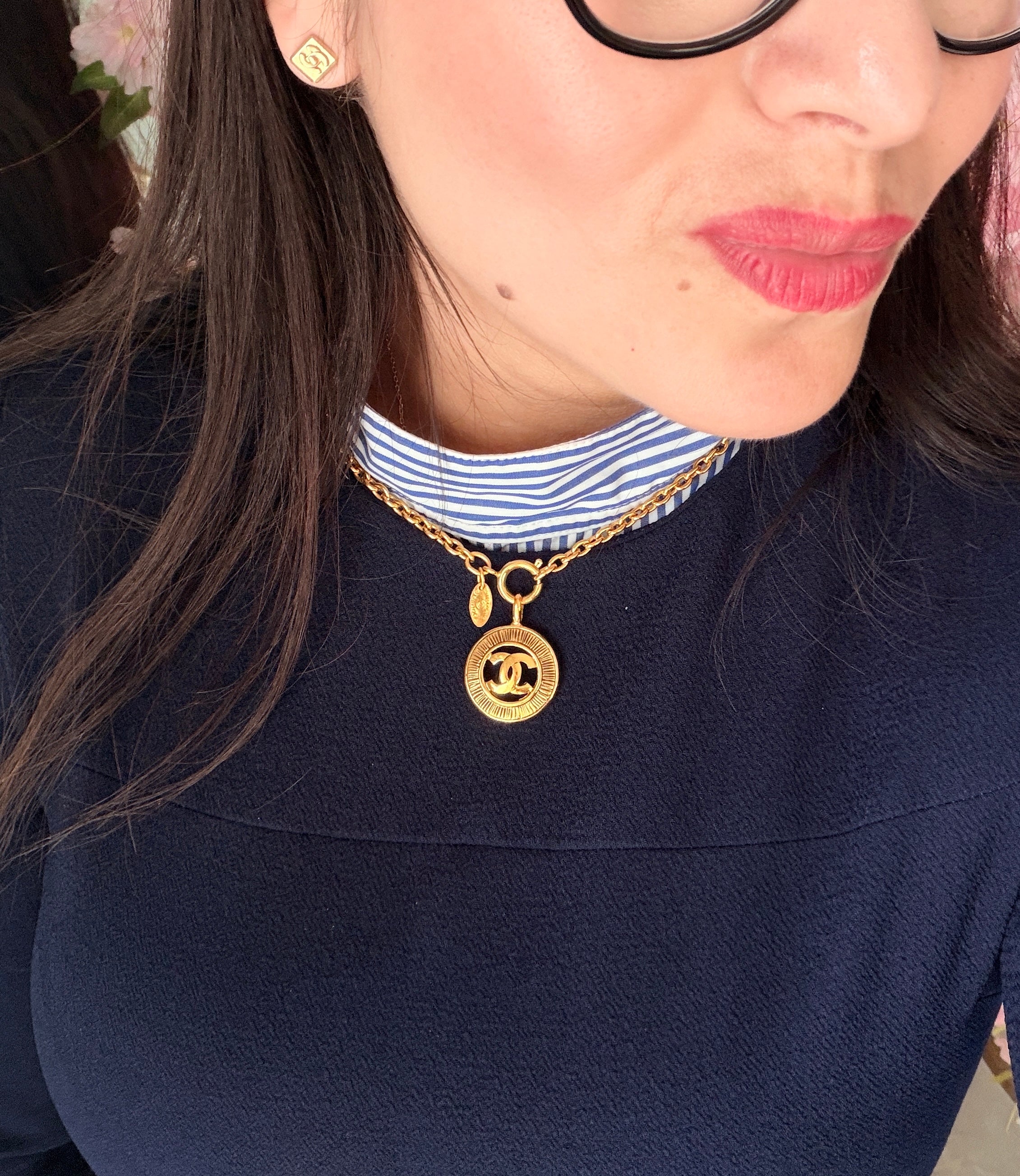 Chanel Coco Mark Necklace 24k Gold Plated