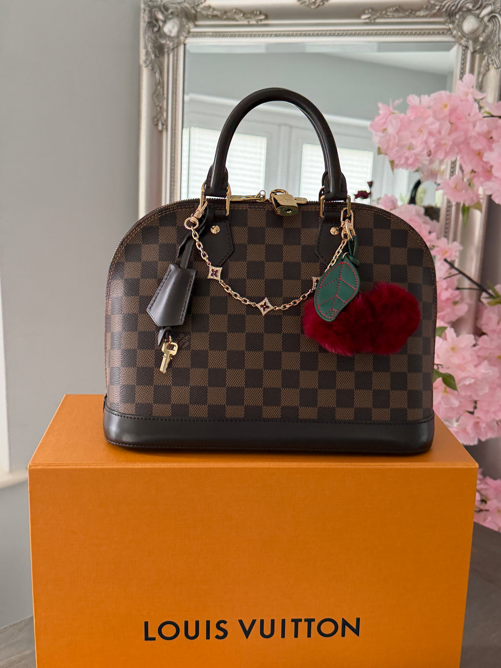 Louis Vuitton Alma PM in Damier Ebene – 2021 Microchip Edition with Full Set & Additional Louis Vuitton Strap
