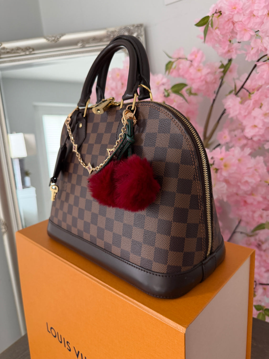 Louis Vuitton Alma PM in Damier Ebene – 2021 Microchip Edition with Full Set & Additional Louis Vuitton Strap