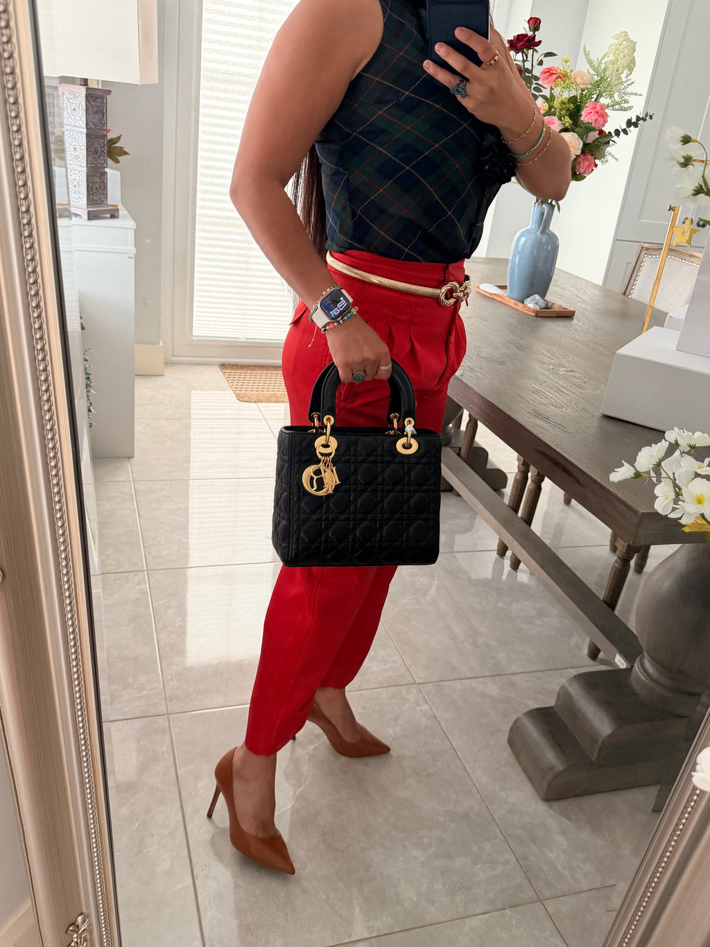 Christian Dior Lady Dior 2018 Medium Handbag Black Cannage Lambskin Gold Tone Hardware