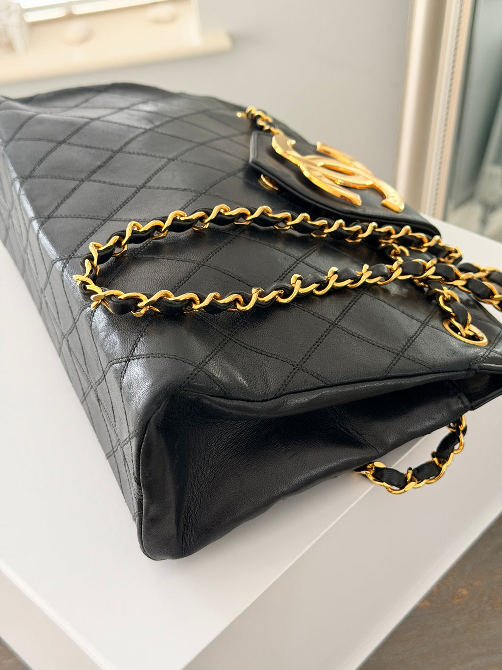Vintage CHANEL Small Supermodel Tote Black Lambskin & 24K Gold-Plated Hardware