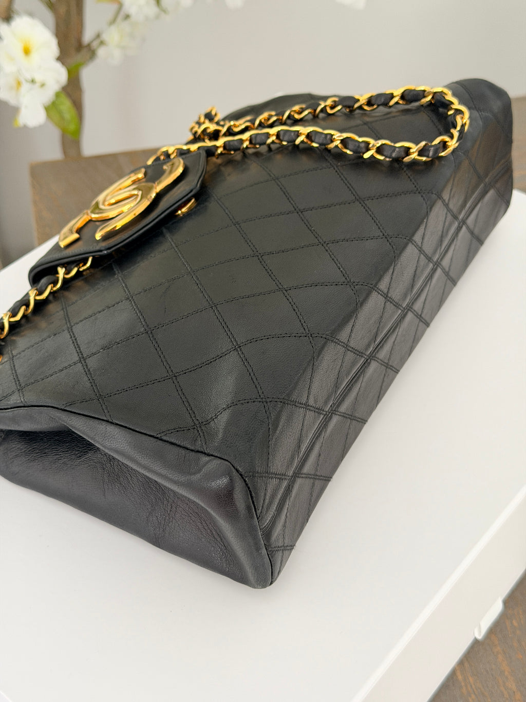 Vintage CHANEL Small Supermodel Tote Black Lambskin & 24K Gold-Plated Hardware