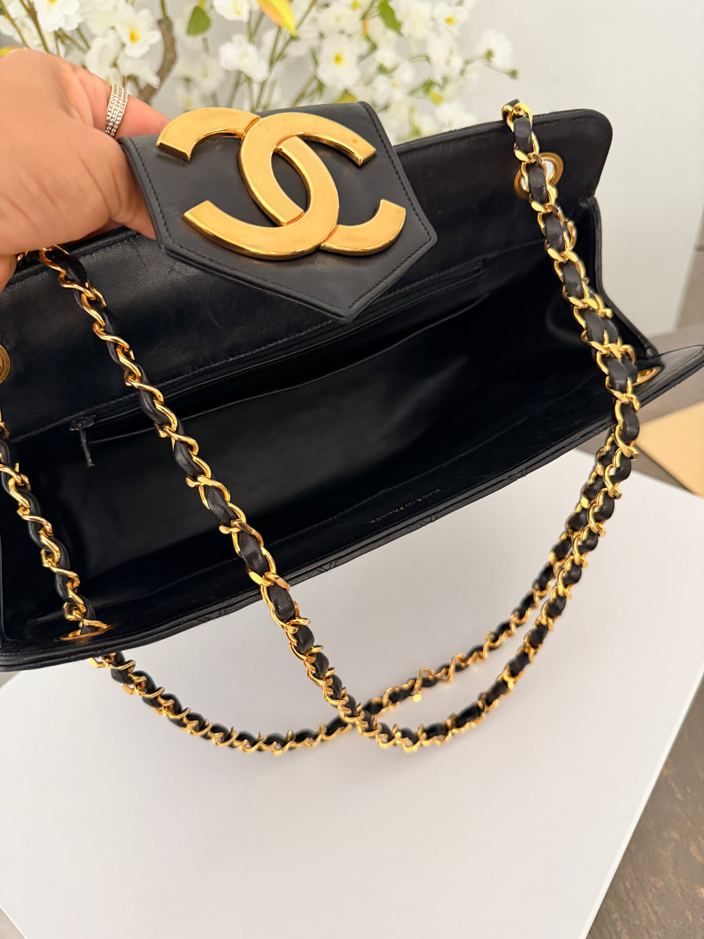 Vintage CHANEL Small Supermodel Tote Black Lambskin & 24K Gold-Plated Hardware