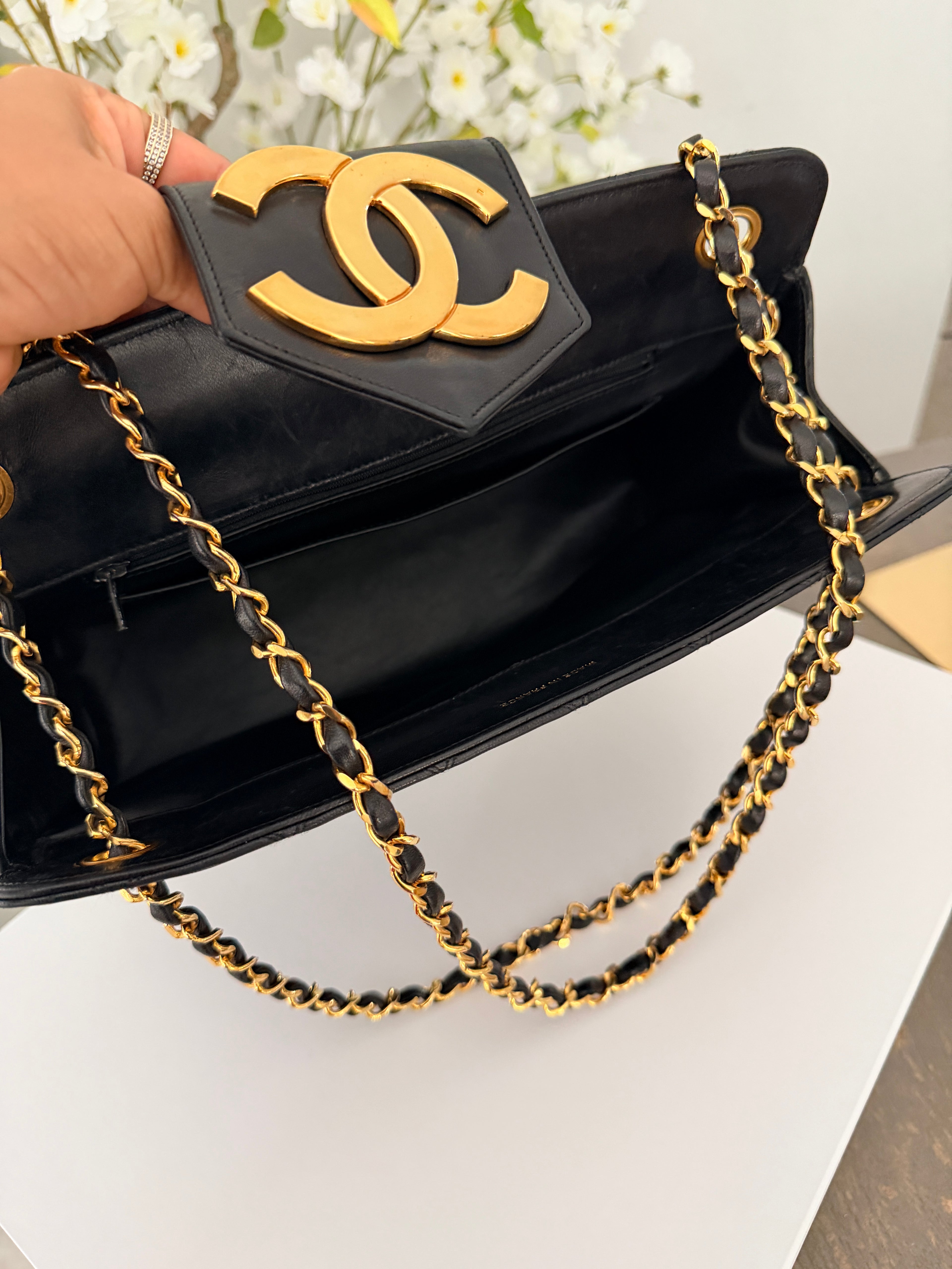 Vintage CHANEL Small Supermodel Tote Black Lambskin & 24K Gold-Plated Hardware