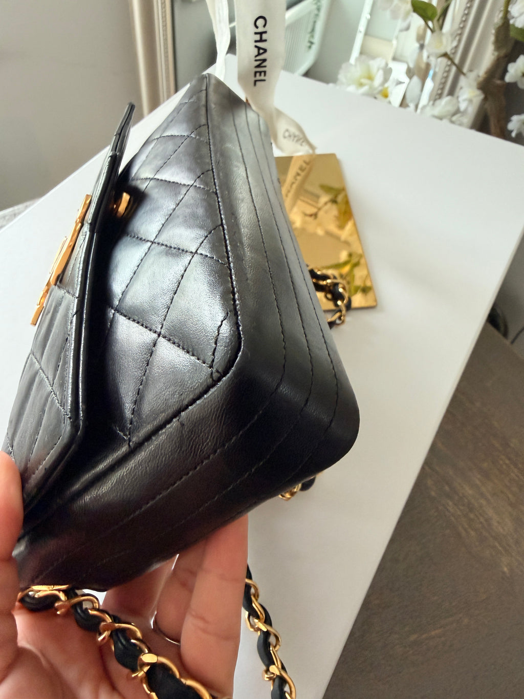 Chanel Vintage Mini Shoulder Bag Black Lambskin Leather Single Flap 1986 - 1989