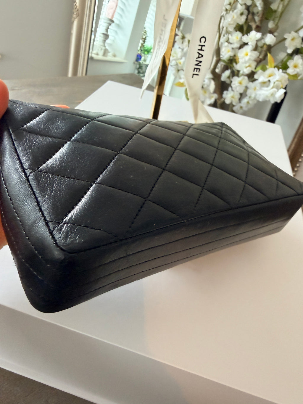 Chanel Vintage Mini Shoulder Bag Black Lambskin Leather Single Flap 1986 - 1989