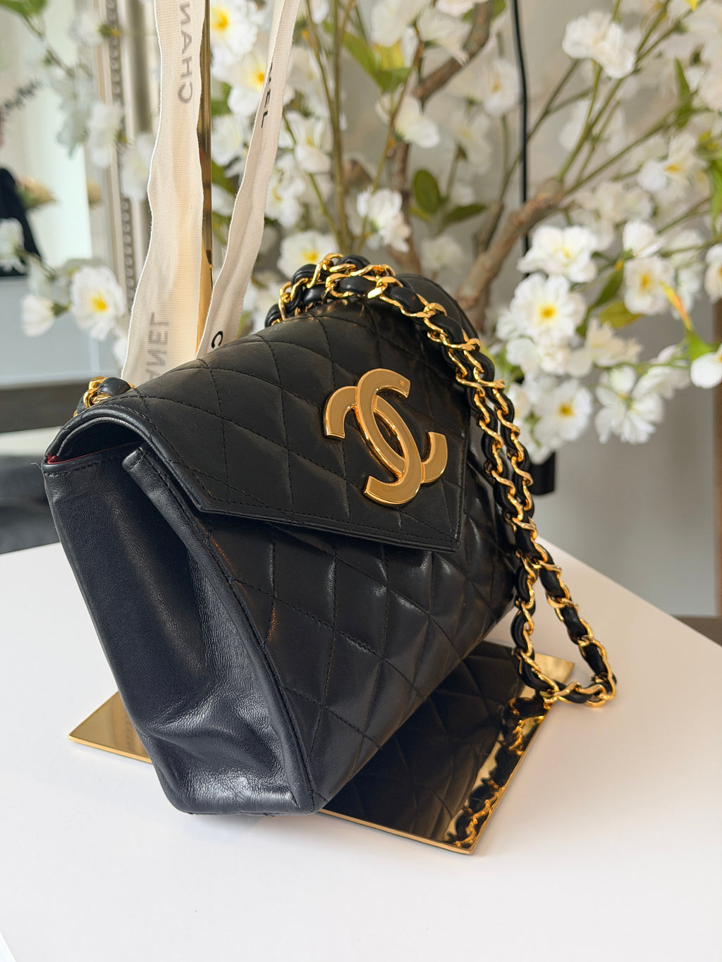 Chanel Vintage Matelasse Mini Shoulder Bag Single Flap Black Lambskin Leather 1986 - 1989