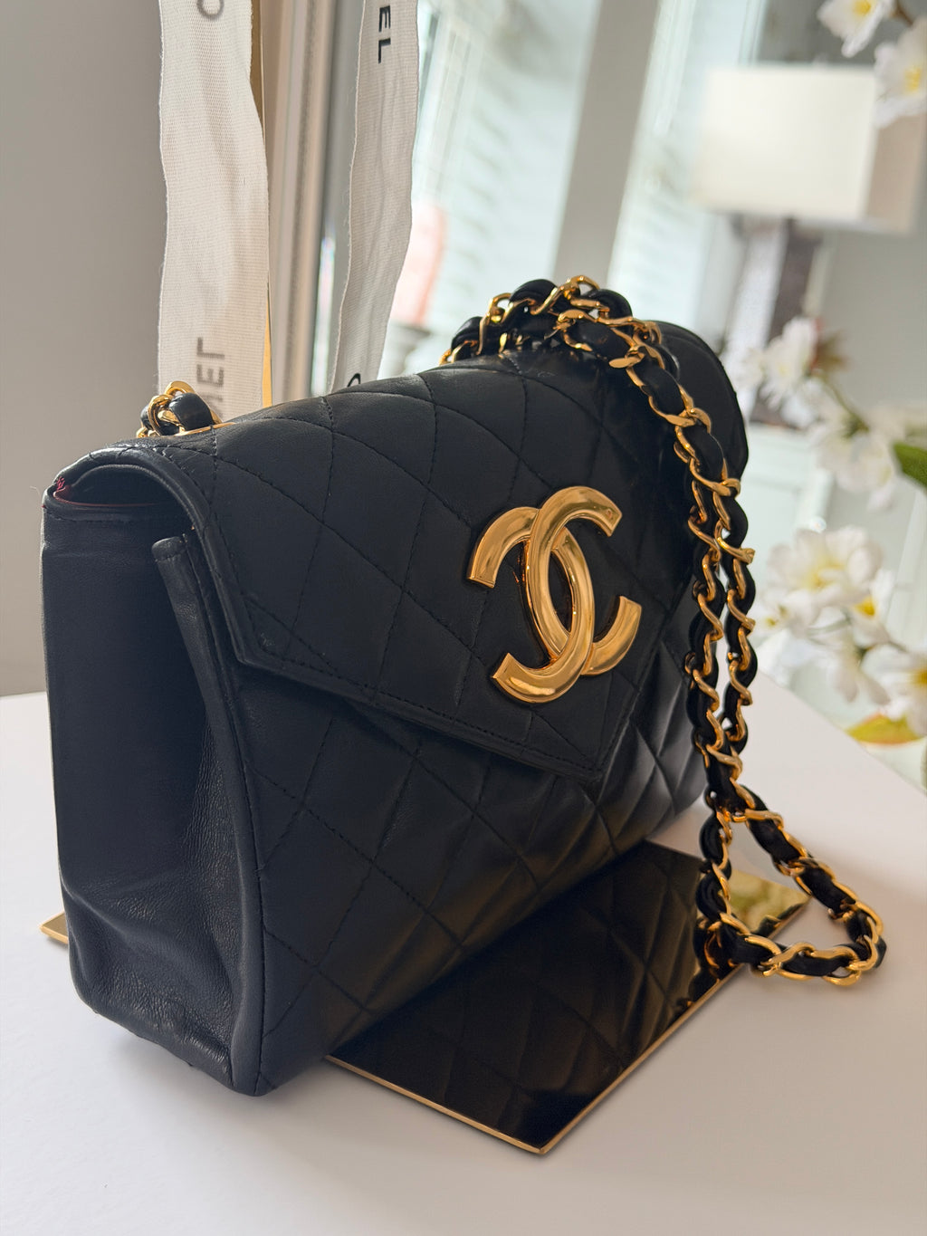 Chanel Vintage Matelasse Mini Shoulder Bag Single Flap Black Lambskin Leather 1986 - 1989