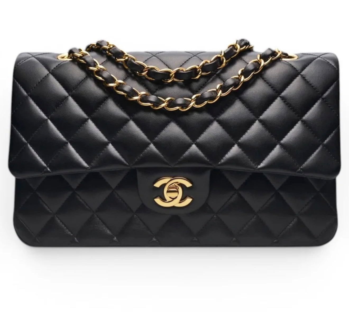 Chanel Timeless Classic Jumbo Double Flap Handbag Black Lambskin Gold Leather
