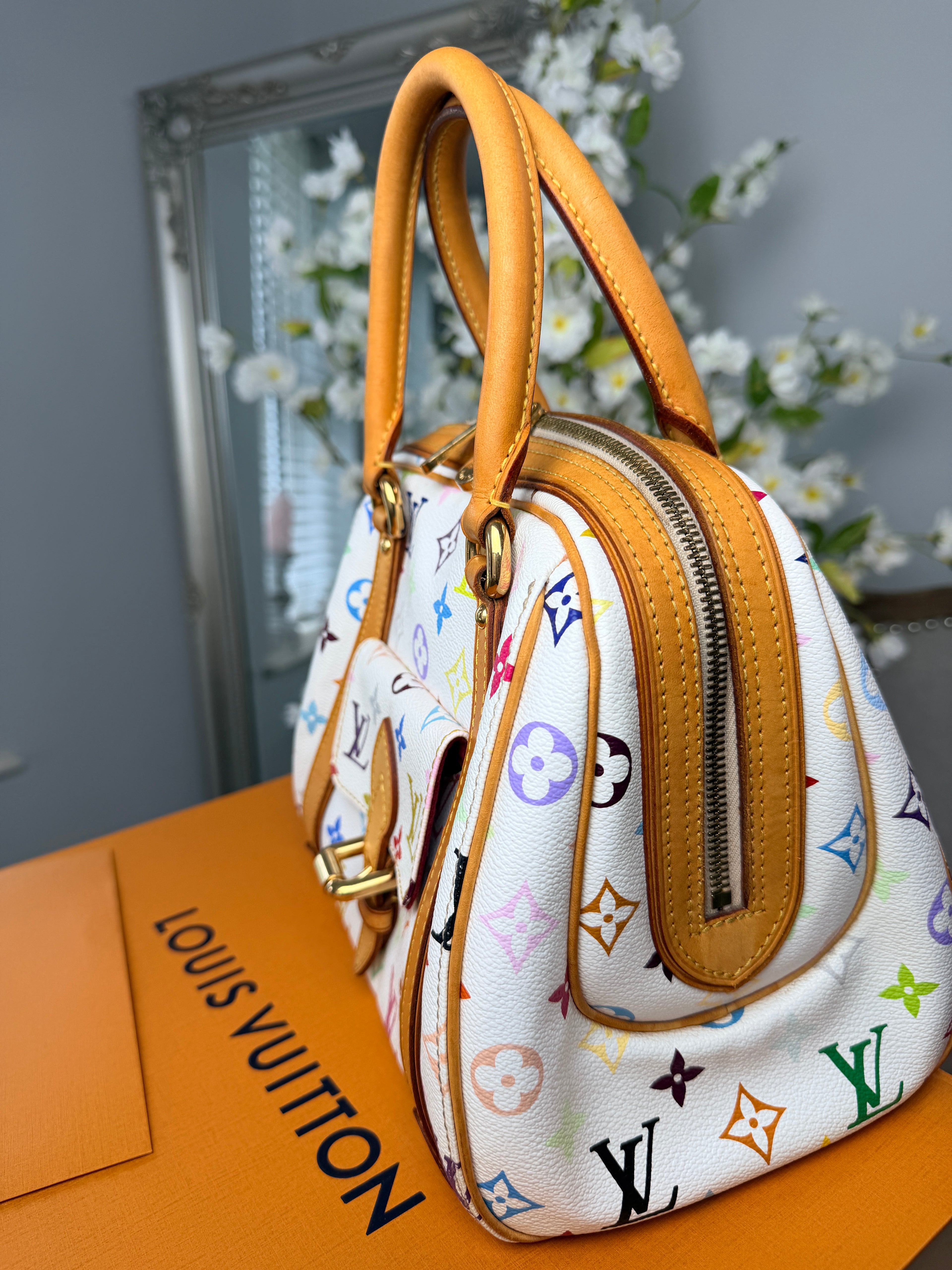 Louis Vuitton Takashi Murakami Priscila Monogram White Leather Gold Hardware