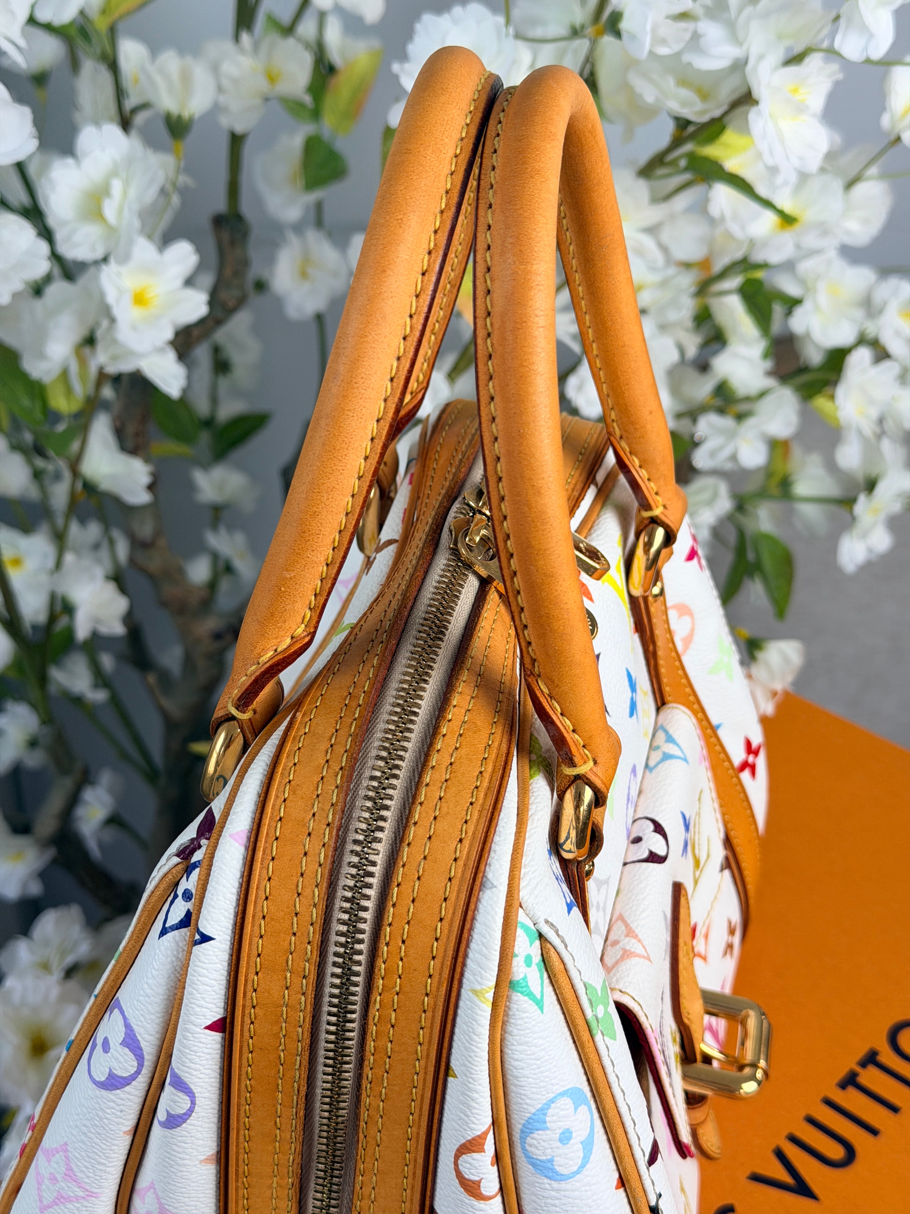 Louis Vuitton Takashi Murakami Priscila Monogram White Leather Gold Hardware