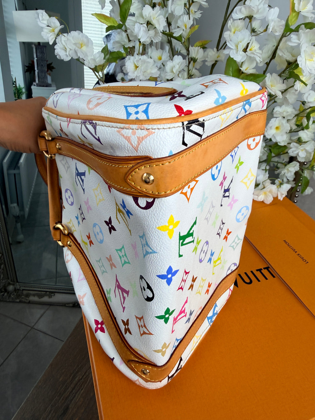 Louis Vuitton Takashi Murakami Priscila Monogram White Leather Gold Hardware