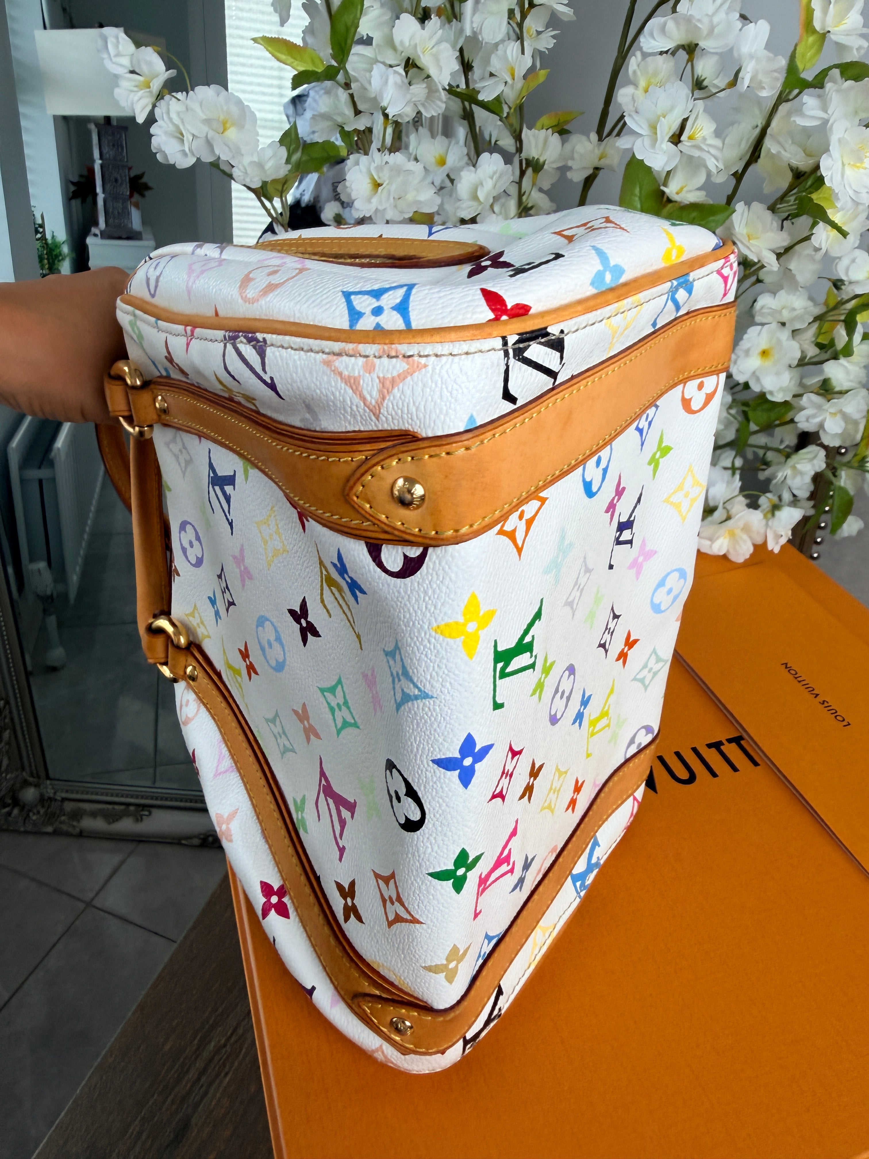 Louis Vuitton Takashi Murakami Priscila Monogram White Leather Gold Hardware