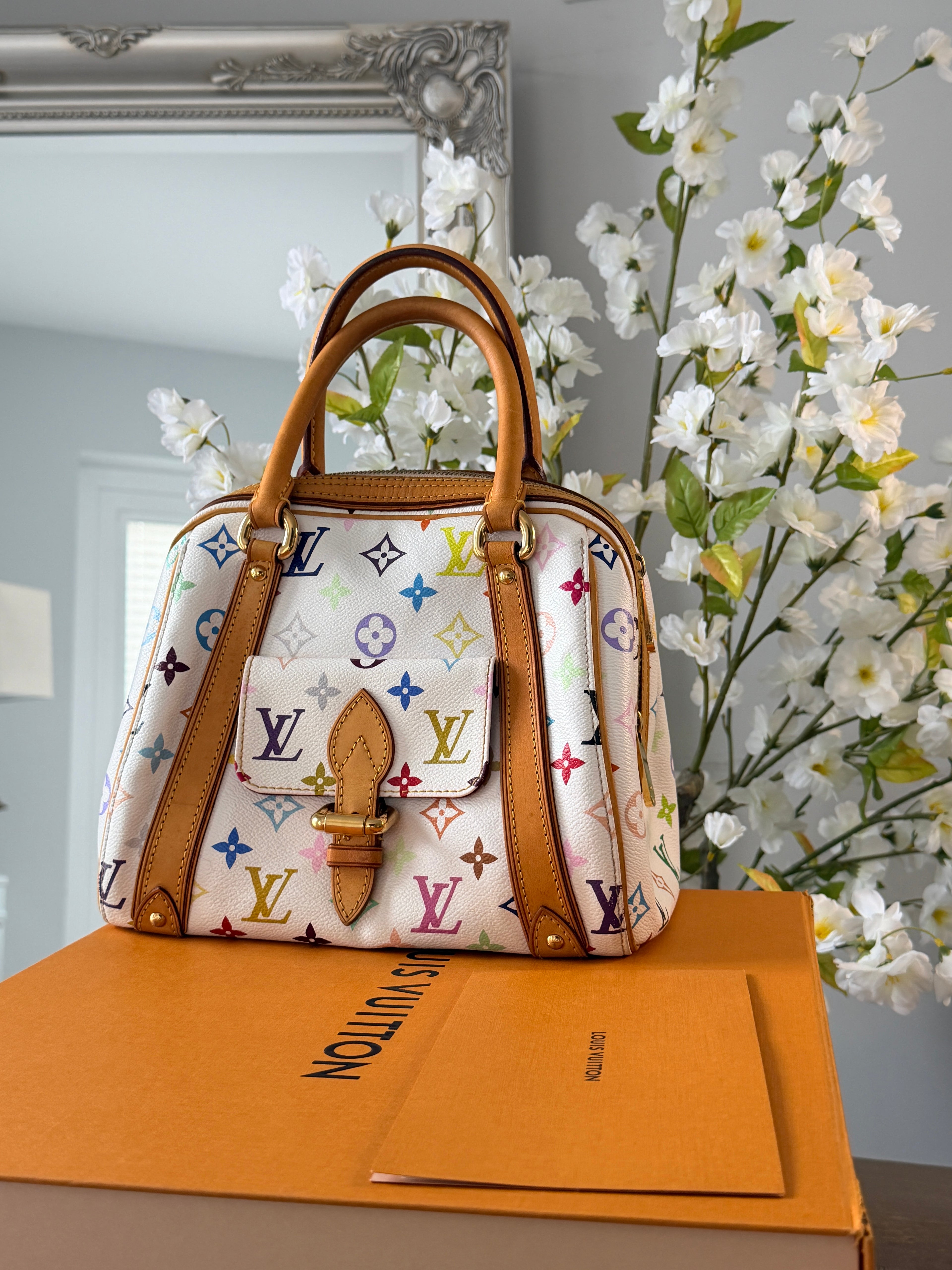 Louis Vuitton Takashi Murakami Priscila Monogram White Leather Gold Hardware