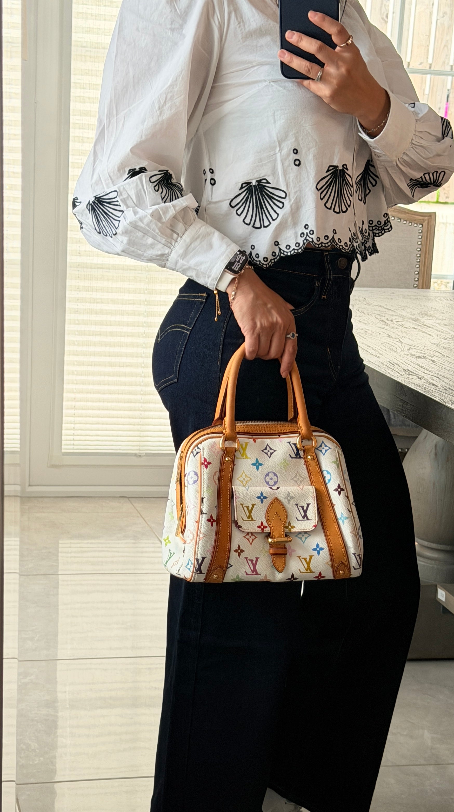 Louis Vuitton Takashi Murakami Priscila Monogram White Leather Gold Hardware
