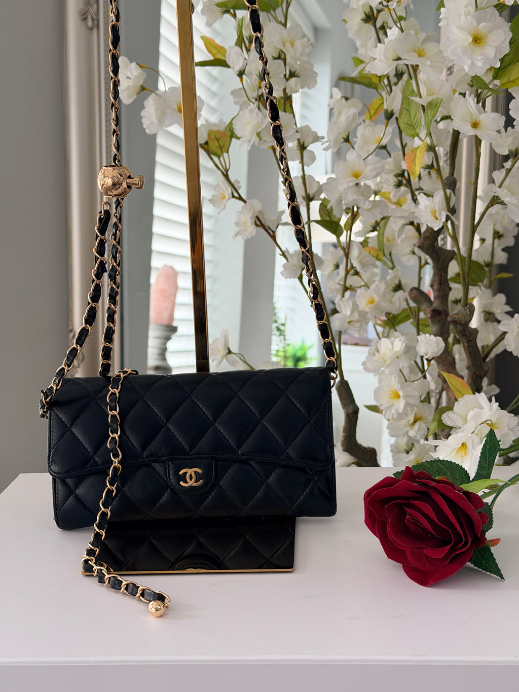 Chanel Matelasse Long Wallet Black Lambskin Leather Gold Hardware
