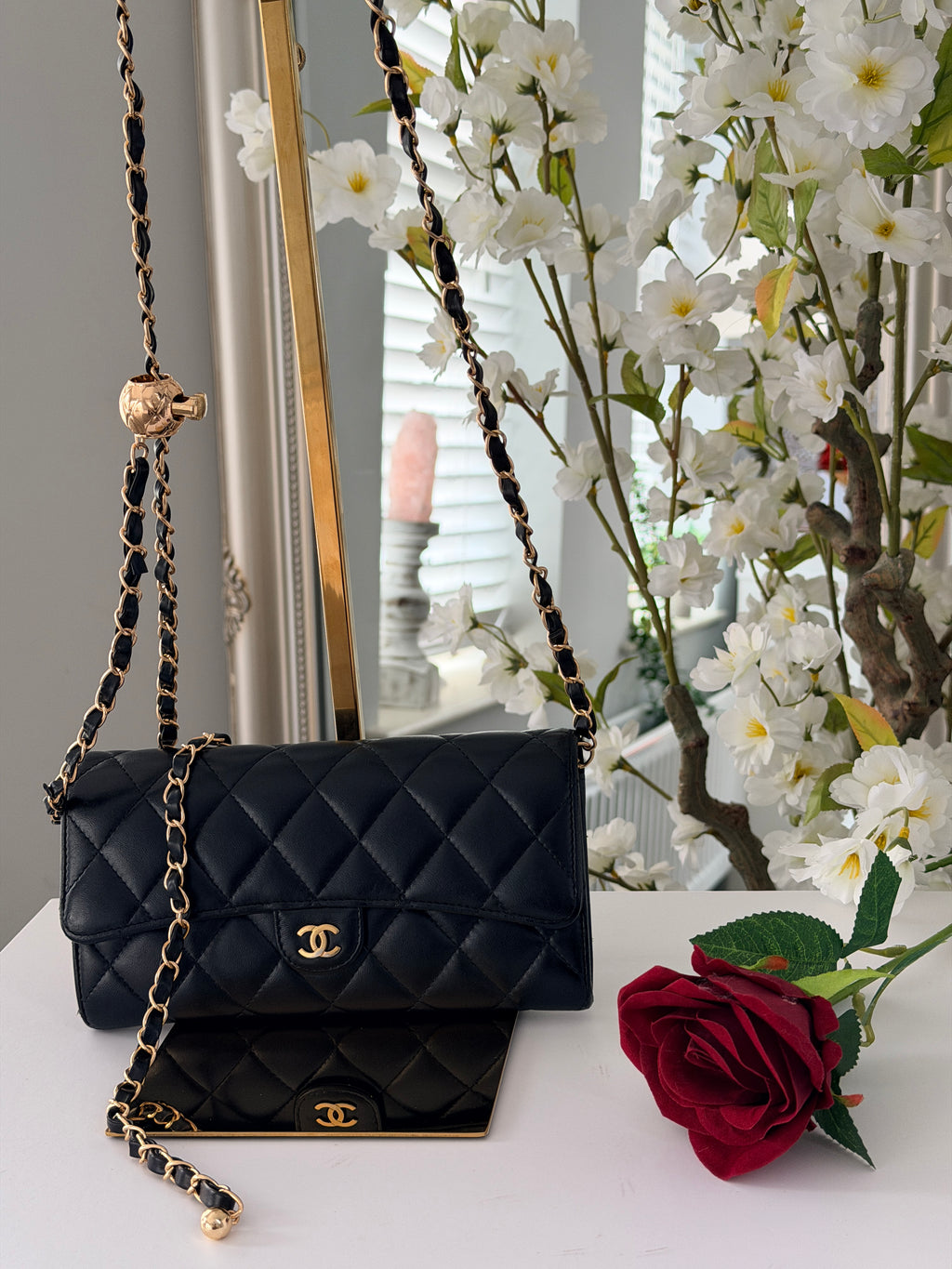 Chanel Matelasse Long Wallet Black Lambskin Leather Gold Hardware