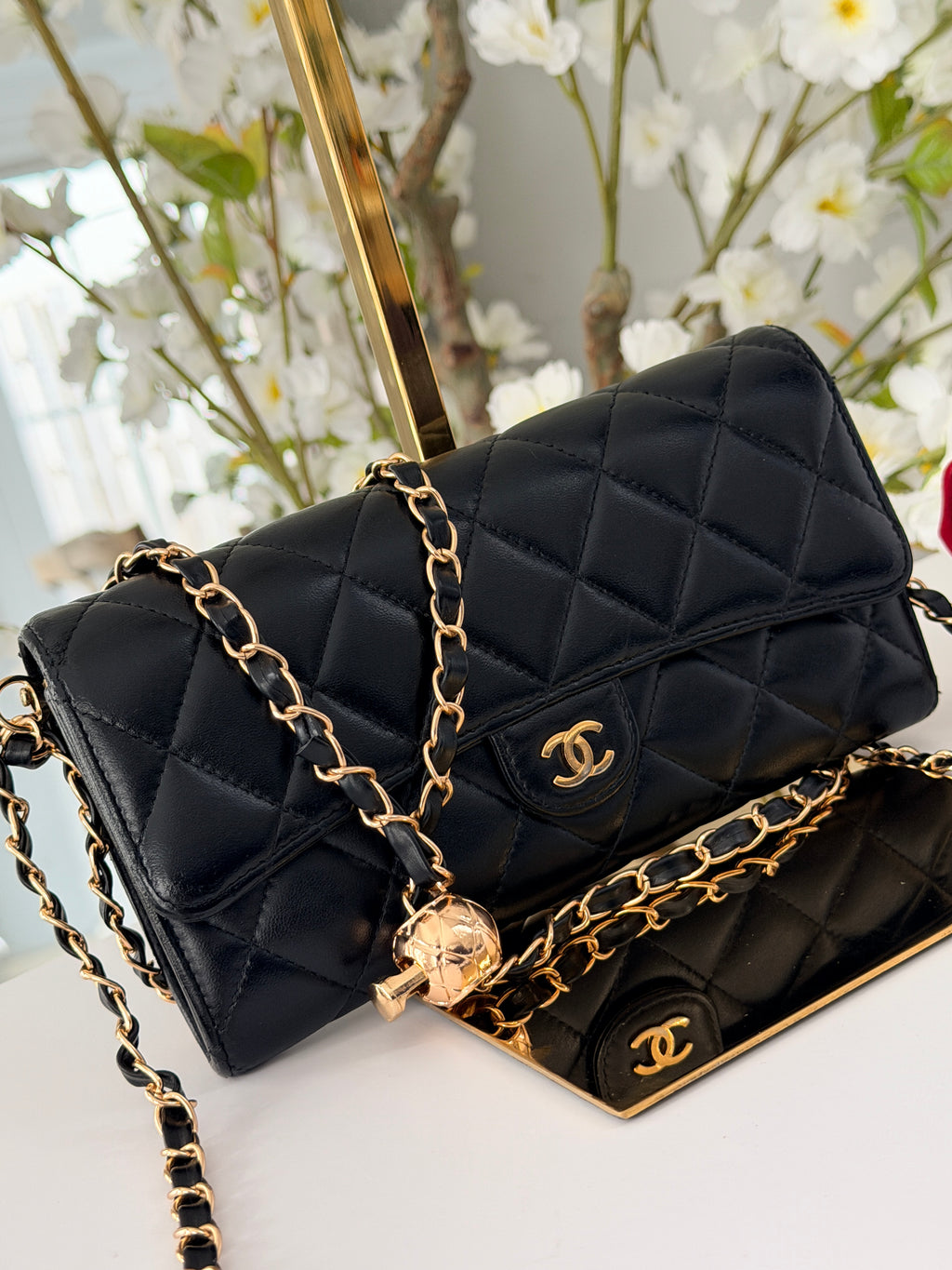 Chanel Matelasse Long Wallet Black Lambskin Leather Gold Hardware