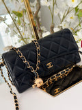 Chanel Matelasse Long Wallet Black Lambskin Leather Gold Hardware