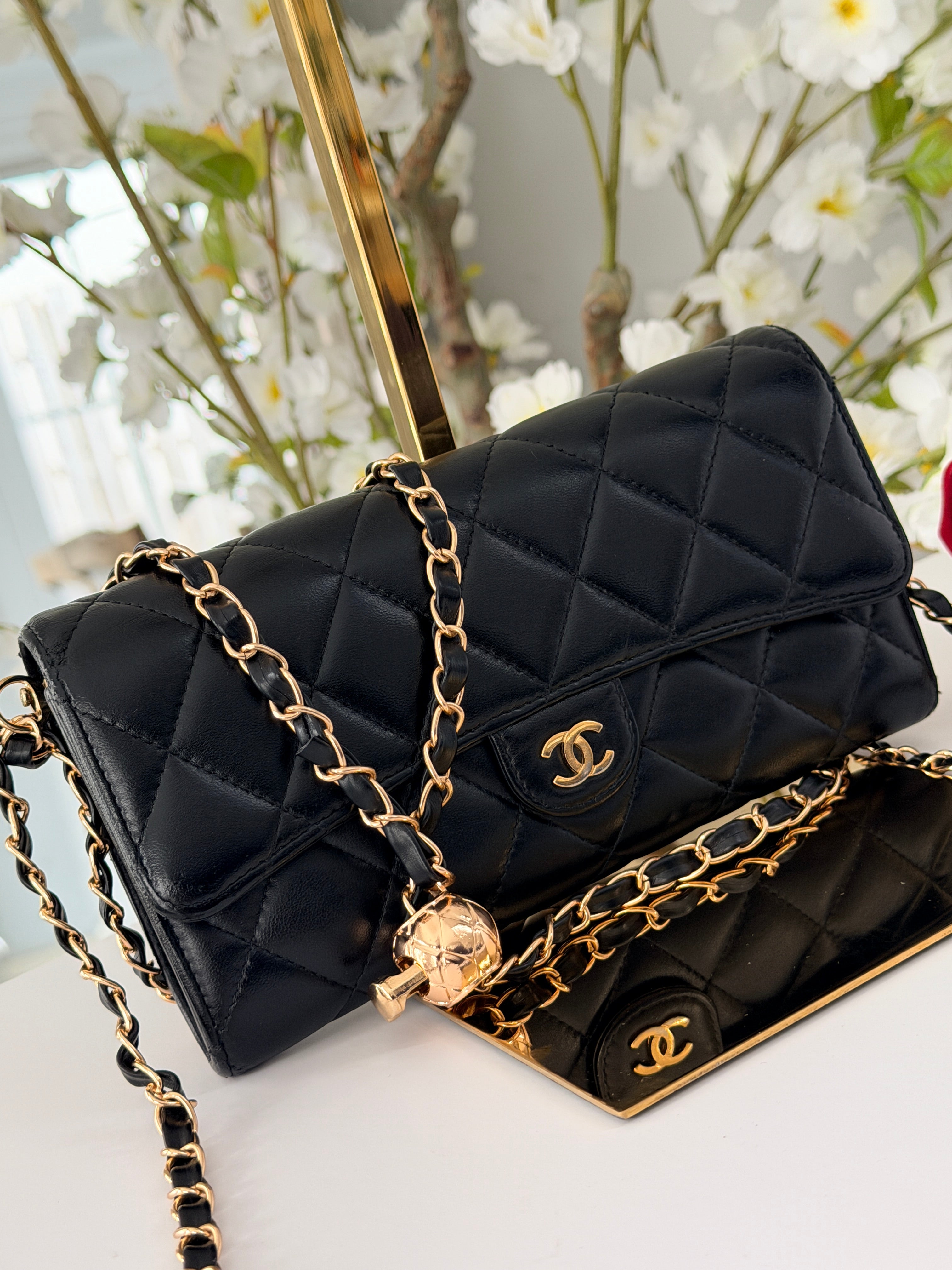 Chanel Matelasse Long Wallet Black Lambskin Leather Gold Hardware