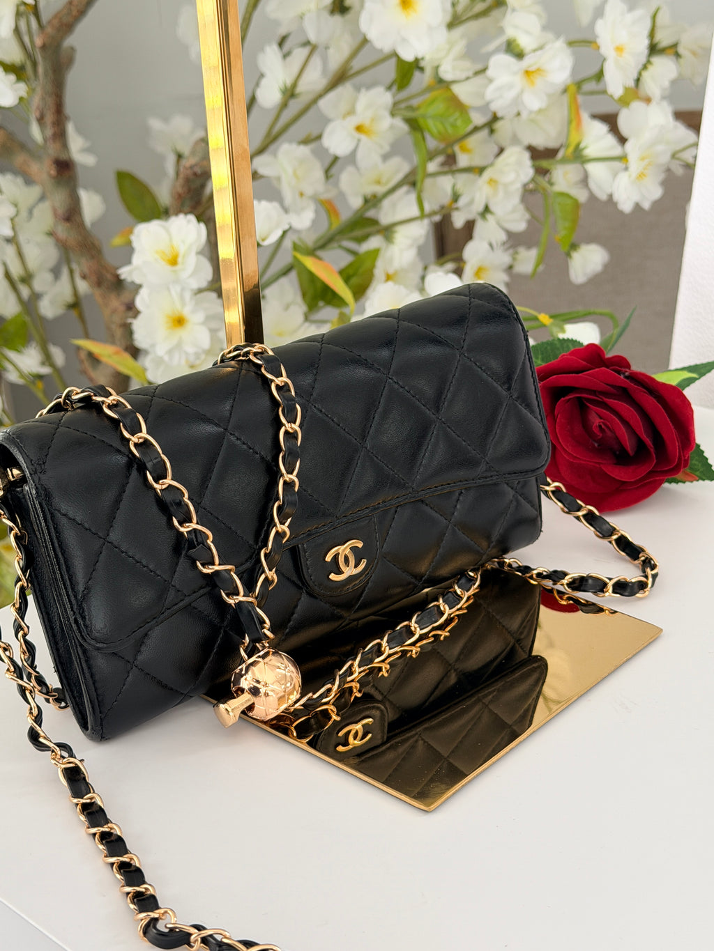 Chanel Matelasse Long Wallet Black Lambskin Leather Gold Hardware