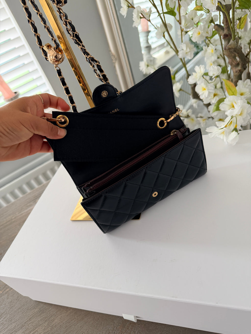Chanel Matelasse Long Wallet Black Lambskin Leather Gold Hardware
