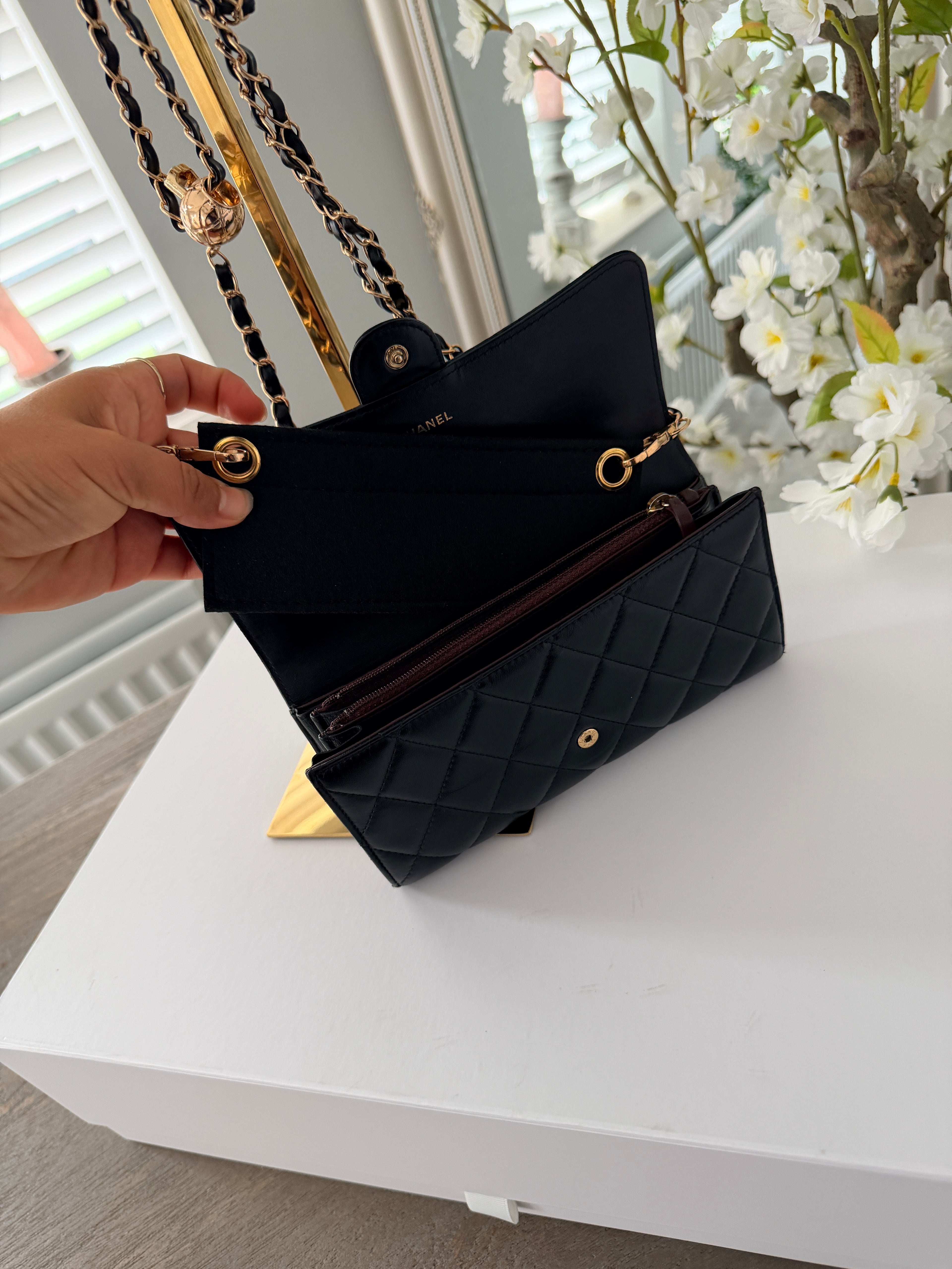 Chanel Matelasse Long Wallet Black Lambskin Leather Gold Hardware