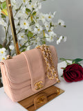 Chanel Vintage Mademoiselle Flap Mini Bag Pink Lambskin Leather 24k Gold Plated Hardware