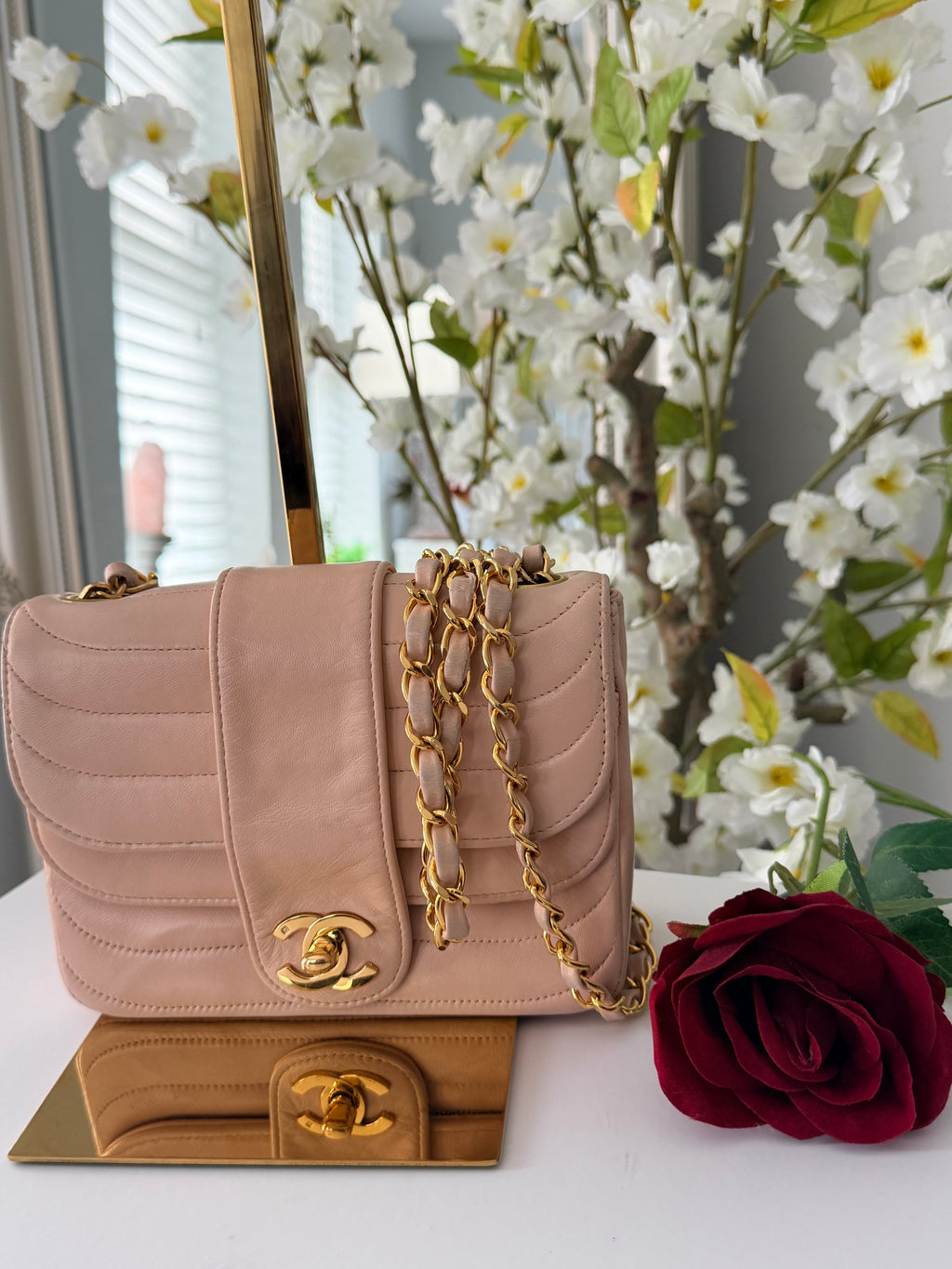 Chanel Vintage Mademoiselle Flap Mini Bag Pink Lambskin Leather 24k Gold Plated Hardware