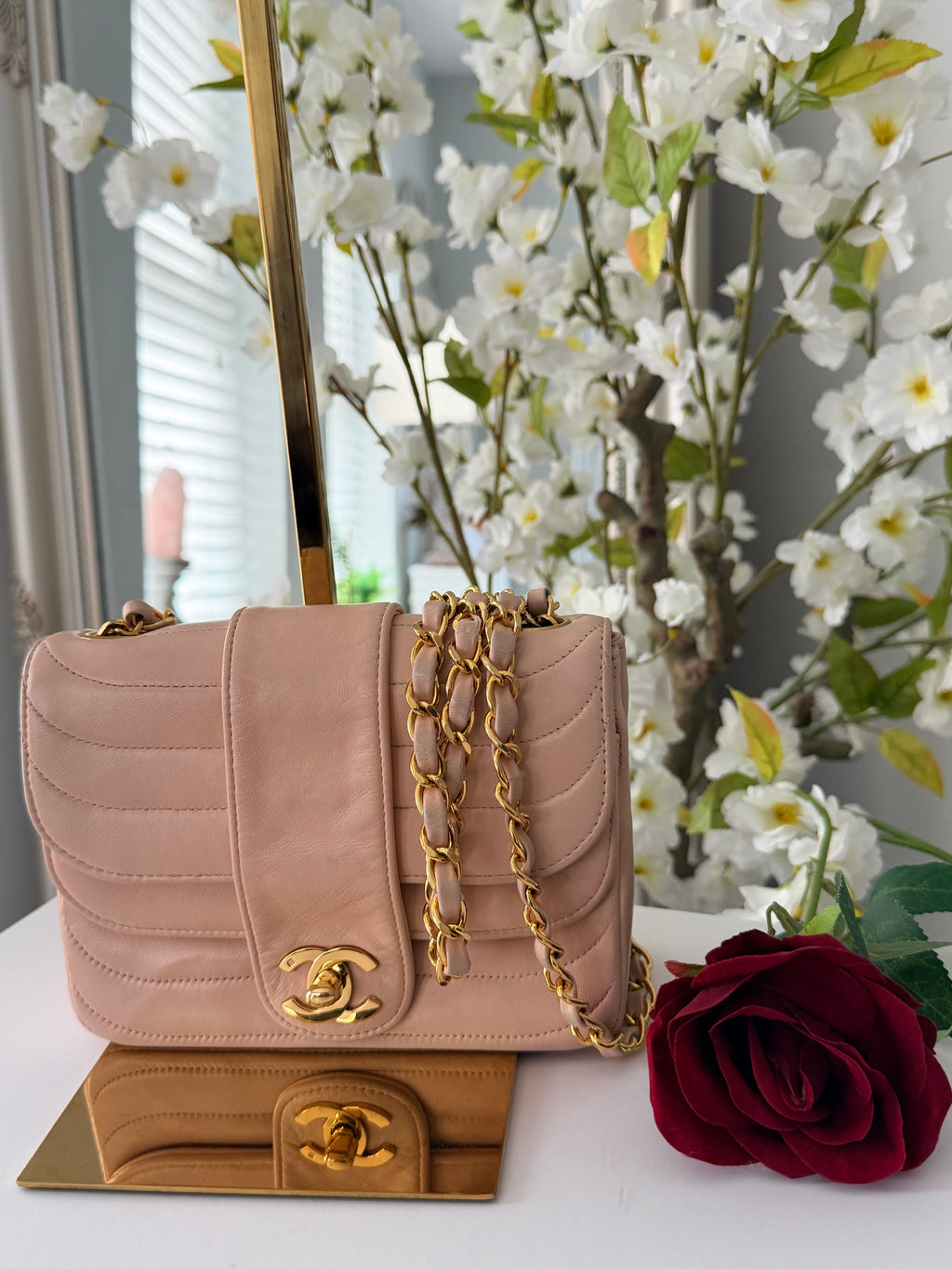 Chanel Vintage Mademoiselle Flap Mini Bag Pink Lambskin Leather 24k Gold Plated Hardware