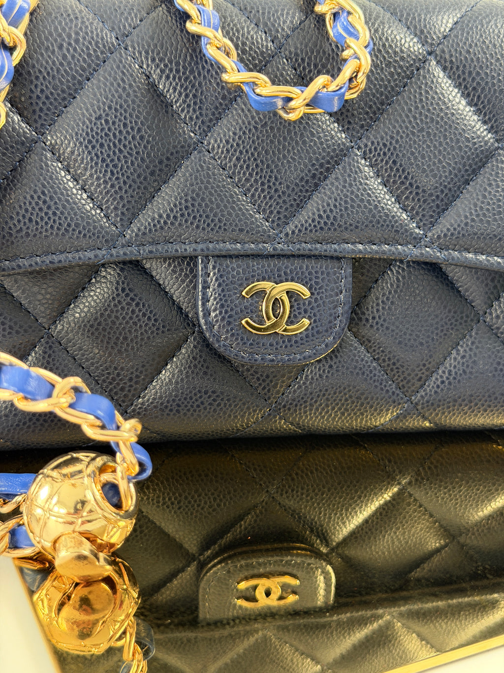 Chanel Matelasse Long Wallet Navy Caviar Leather Gold Hardware 2022-2024