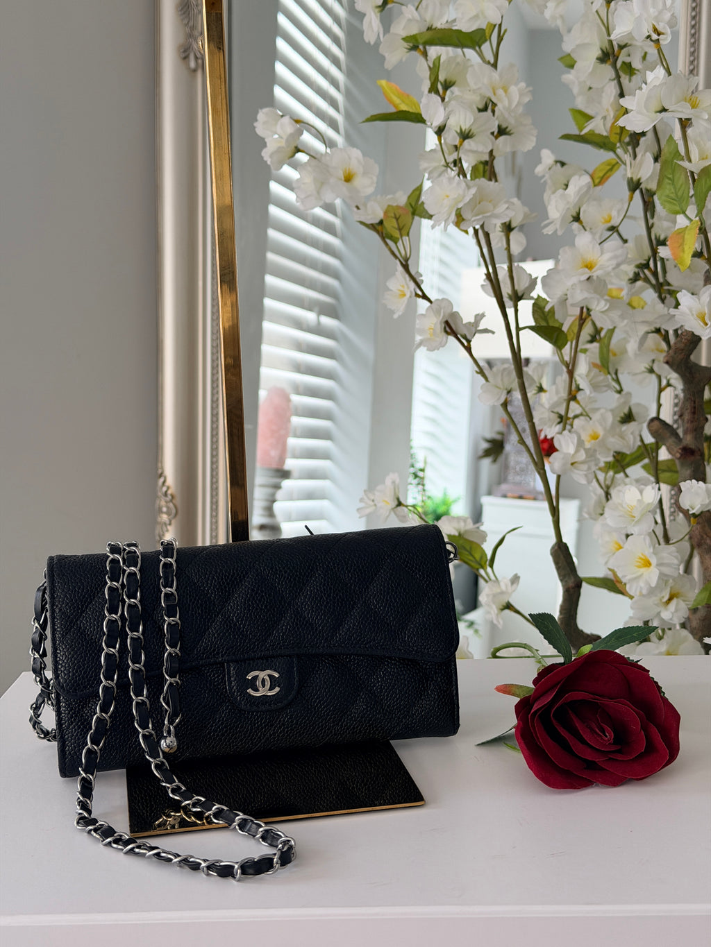 Chanel Long Wallet 2019 Black Caviar Leather Silver Hardware