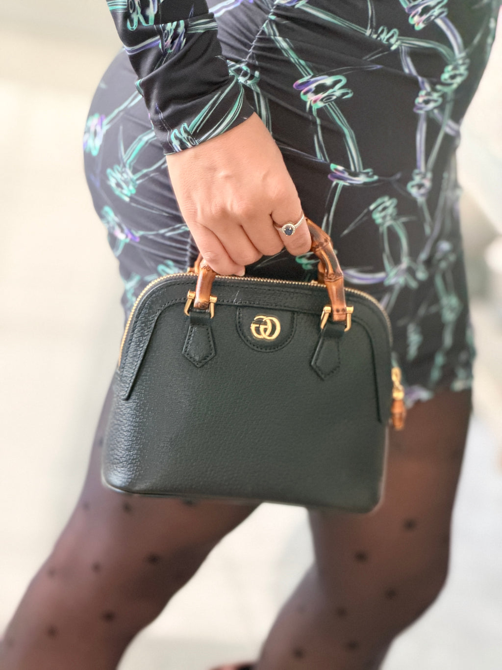 Gucci Diana Mini Bamboo Handbag Black Leather Gold Hardware