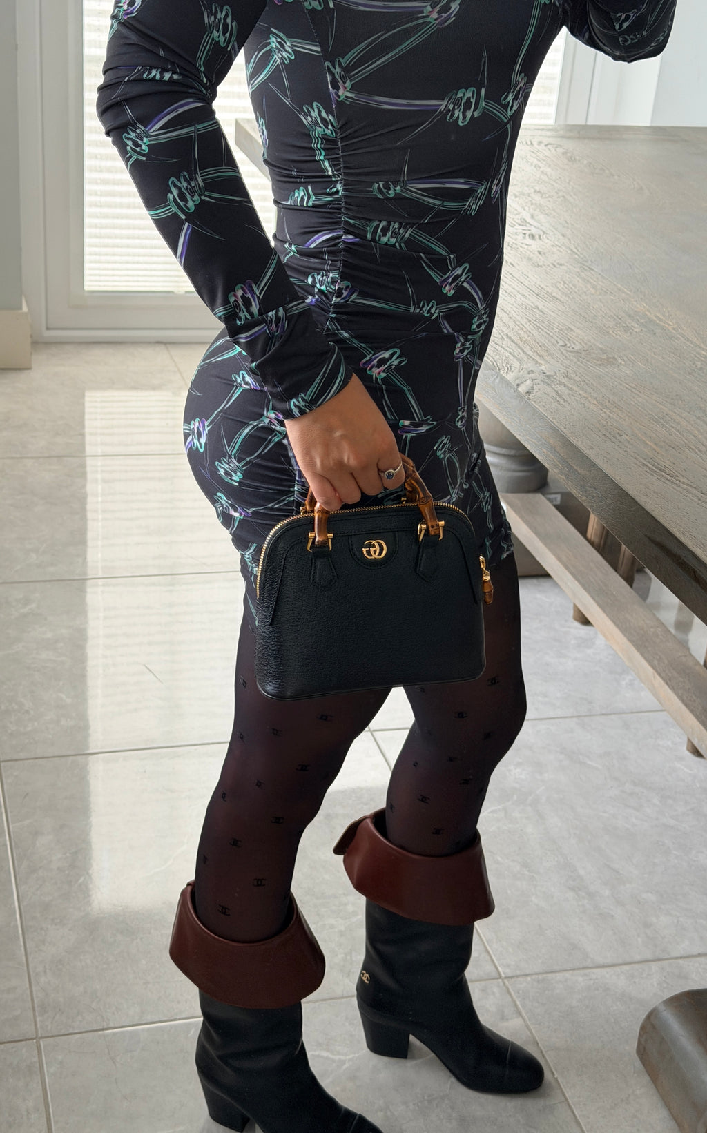 Gucci Diana Mini Bamboo Handbag Black Leather Gold Hardware