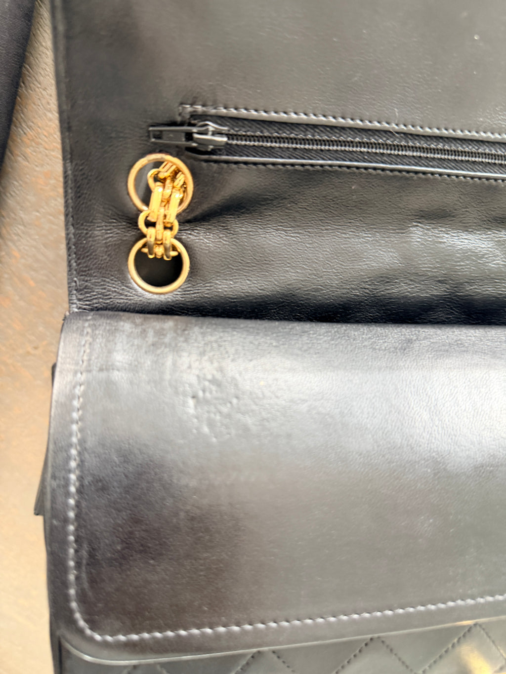 Chanel Medium Bag Double Flap Black Lambskin Leather Gold Hardware