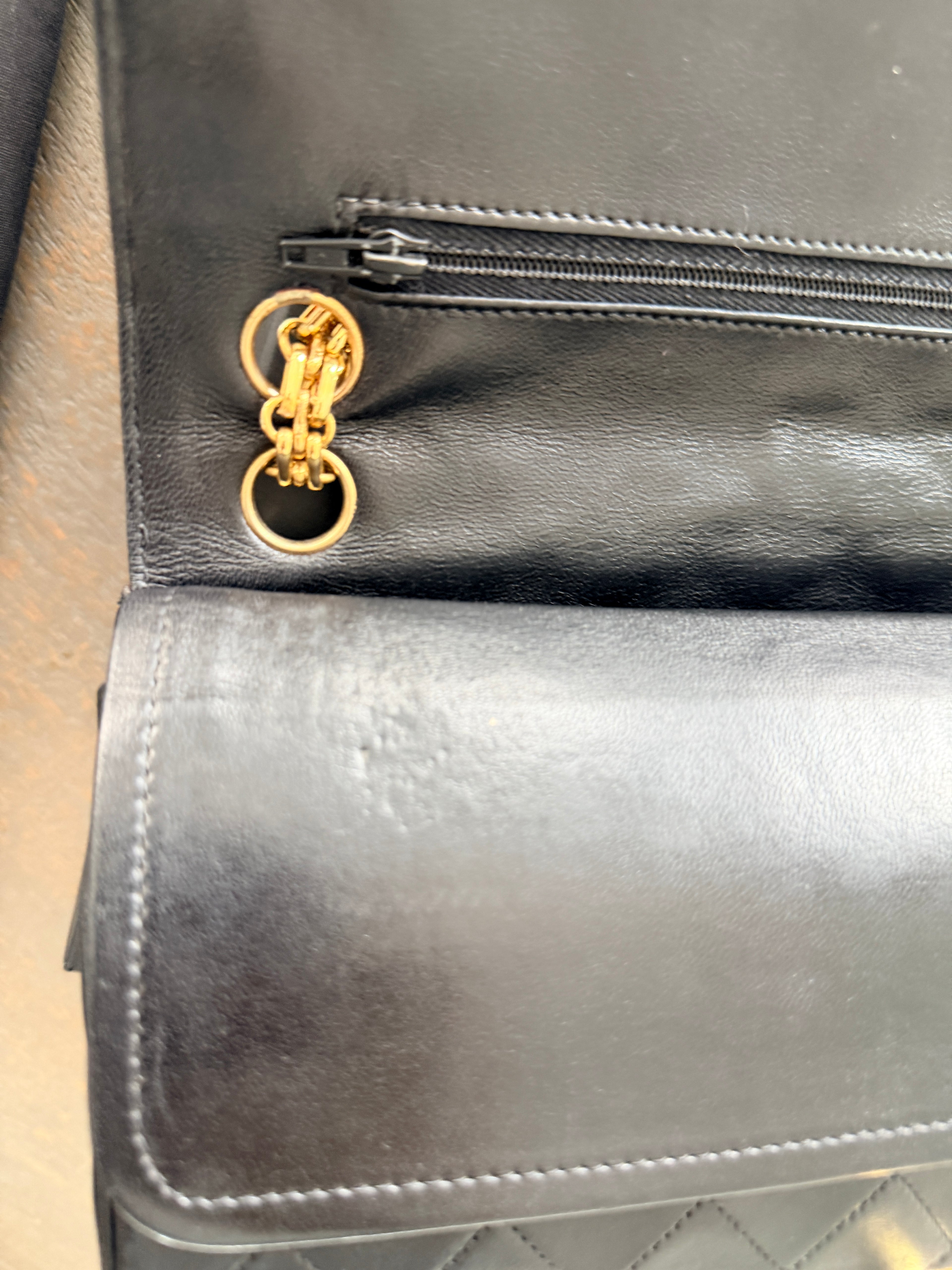 Chanel Medium Bag Double Flap Black Lambskin Leather Gold Hardware