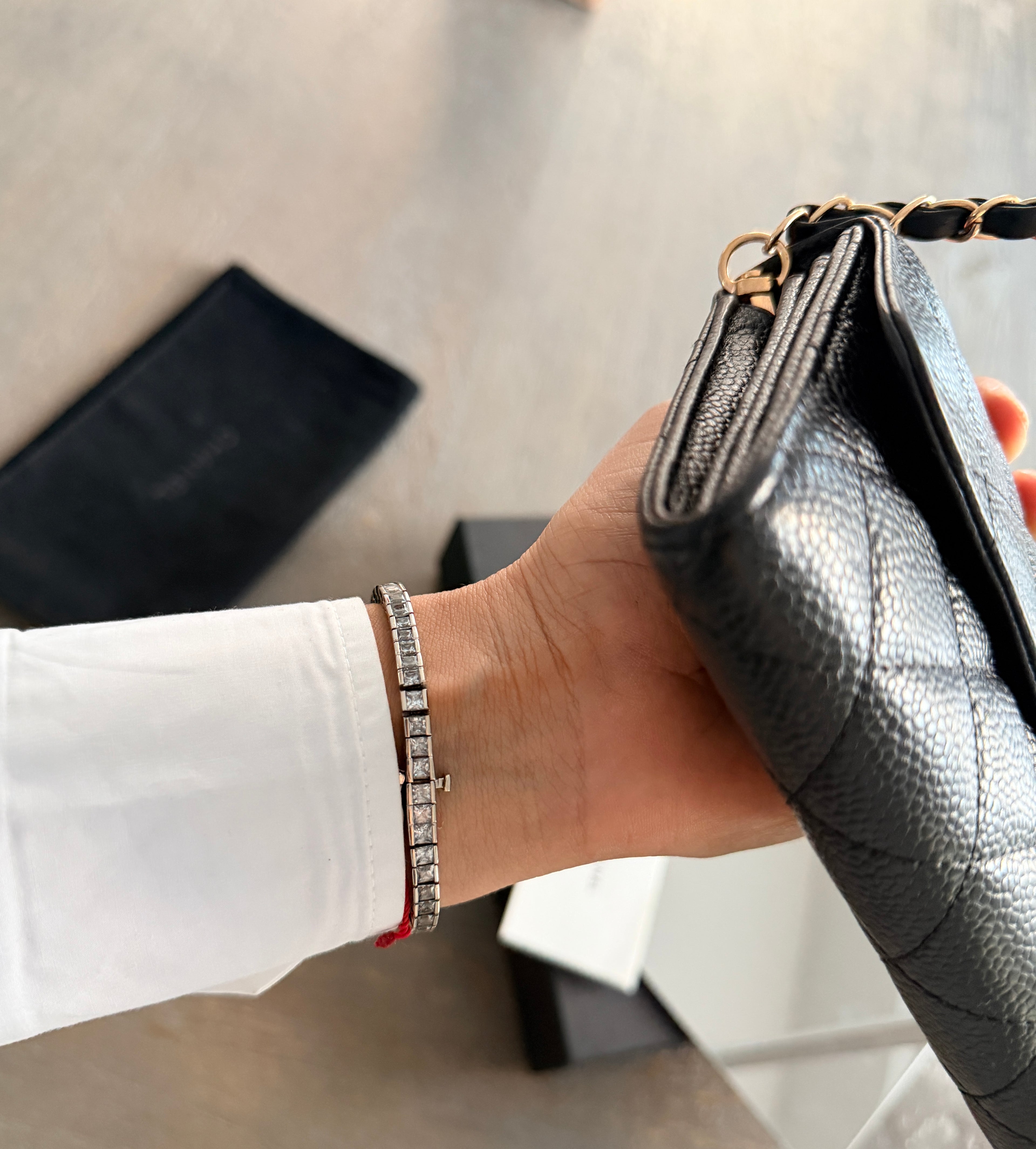 Chanel Long Wallet Black Caviar Leather Gold Hardware