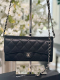 Chanel Long Wallet Black Caviar Leather Silver Hardware