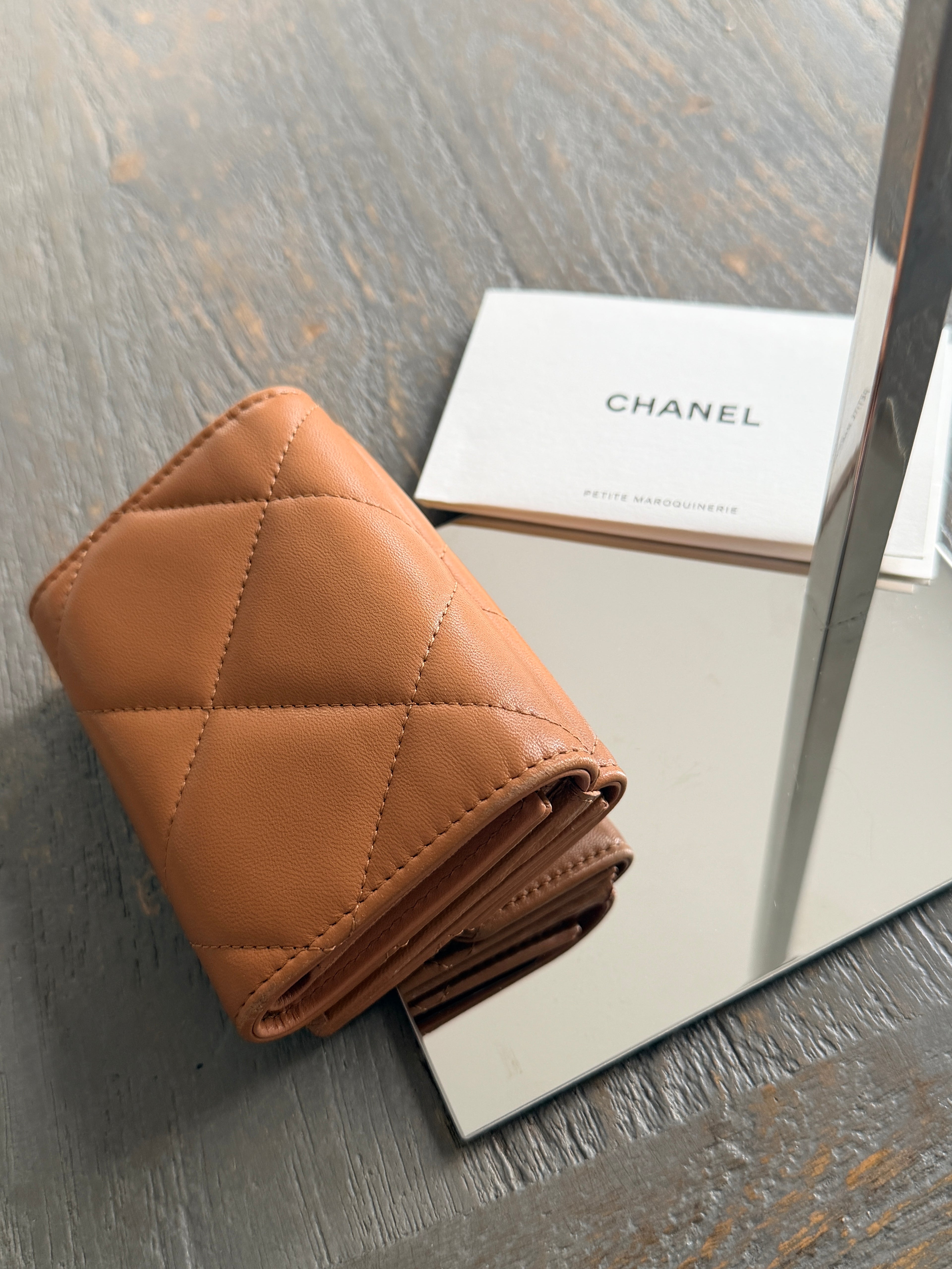 Chanel 19 Wallet Tan Quilted Leather Gold Hardware