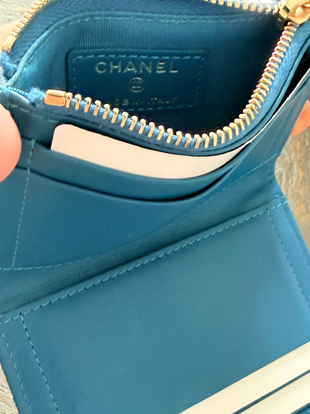 Chanel Small Wallet Blue Caviar Gold Hardware