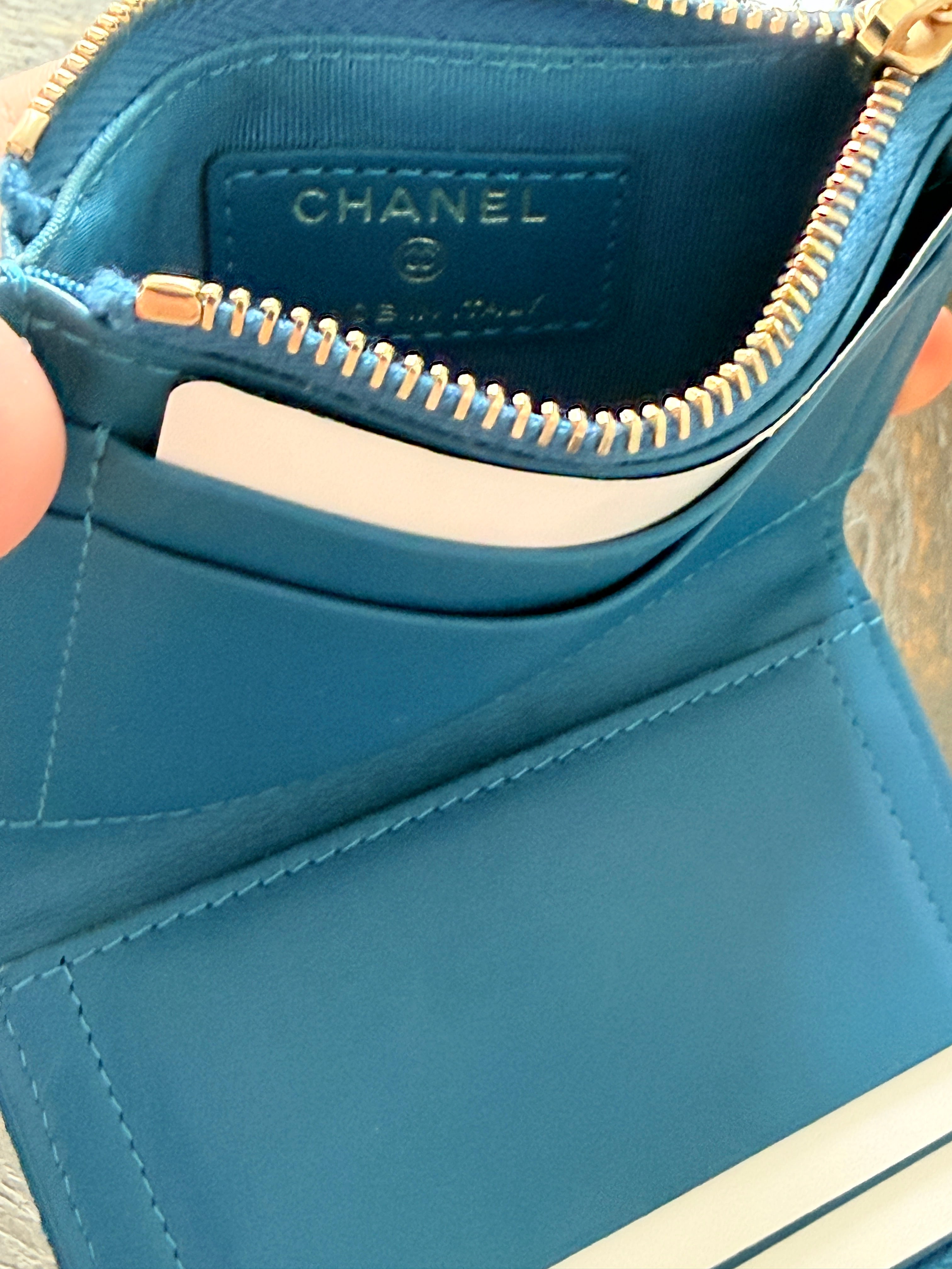 Chanel Small Wallet Blue Caviar Gold Hardware