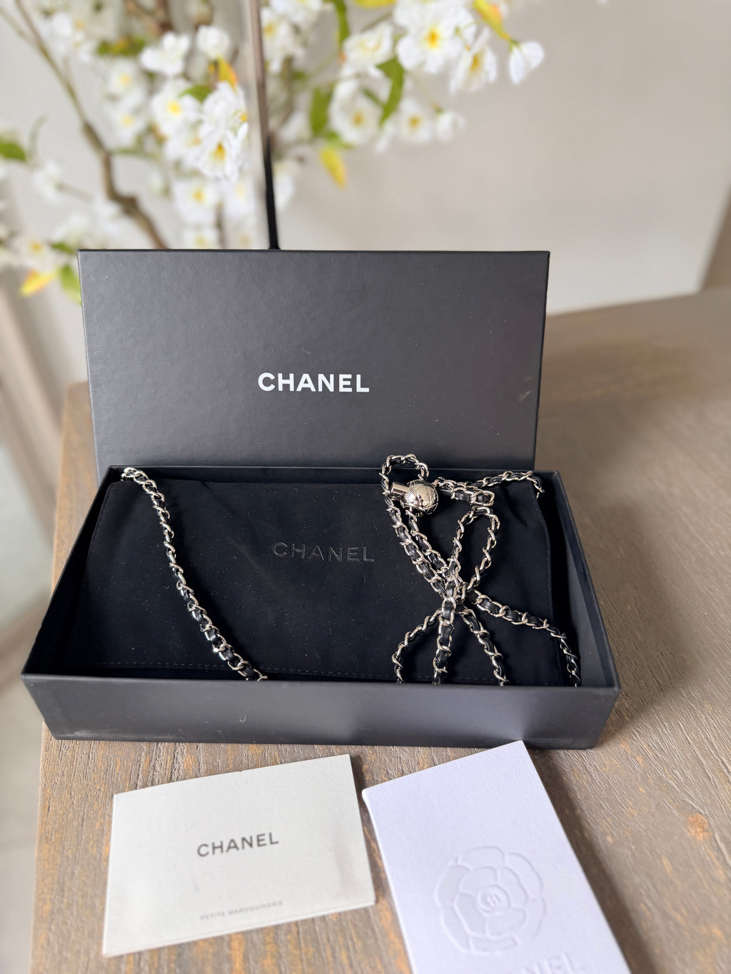 Chanel Long Wallet Black Caviar Leather Silver Hardware