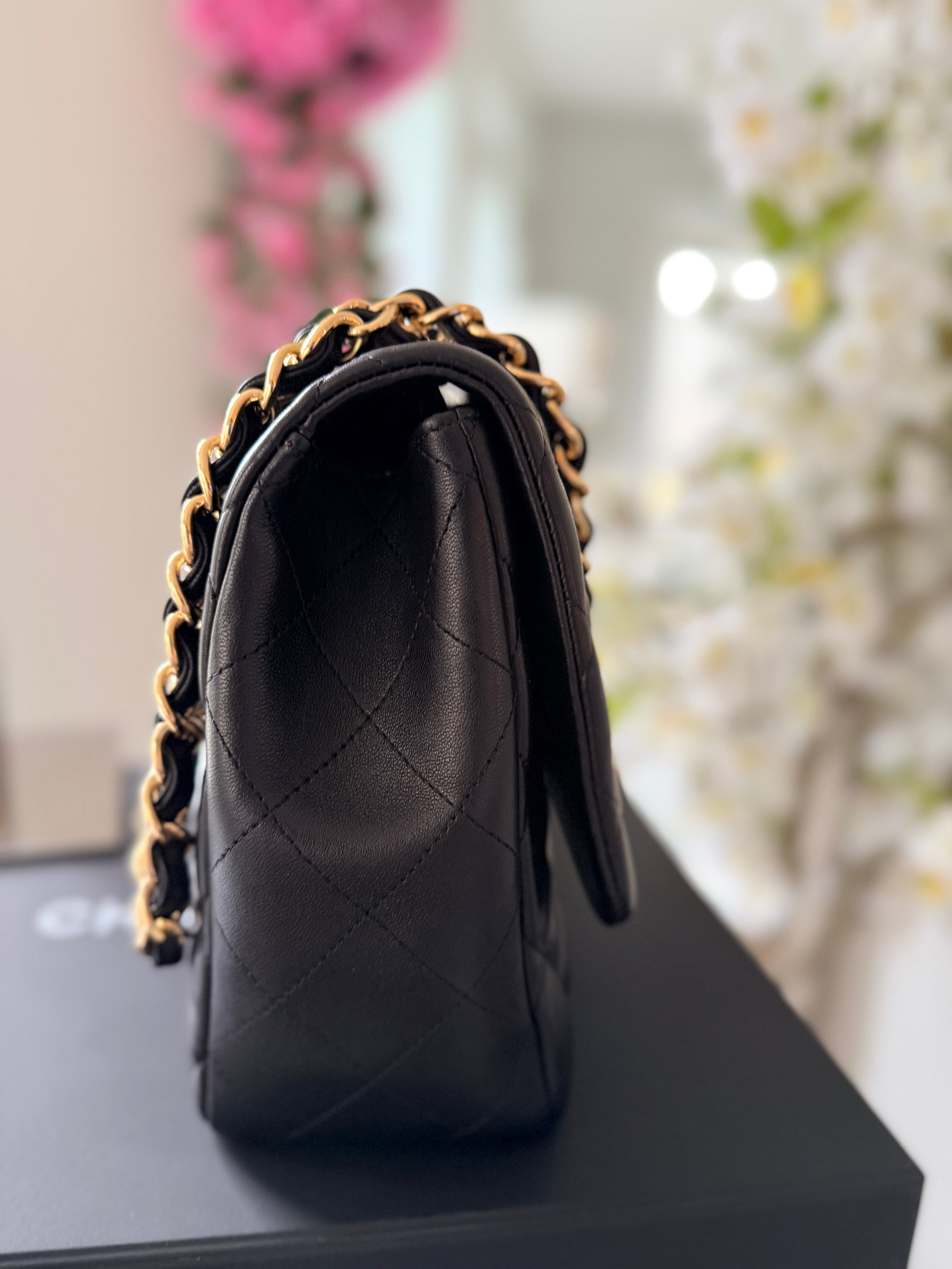 Chanel Jumbo Classic Single Flap Black Lambskin Leather Gold Hardware